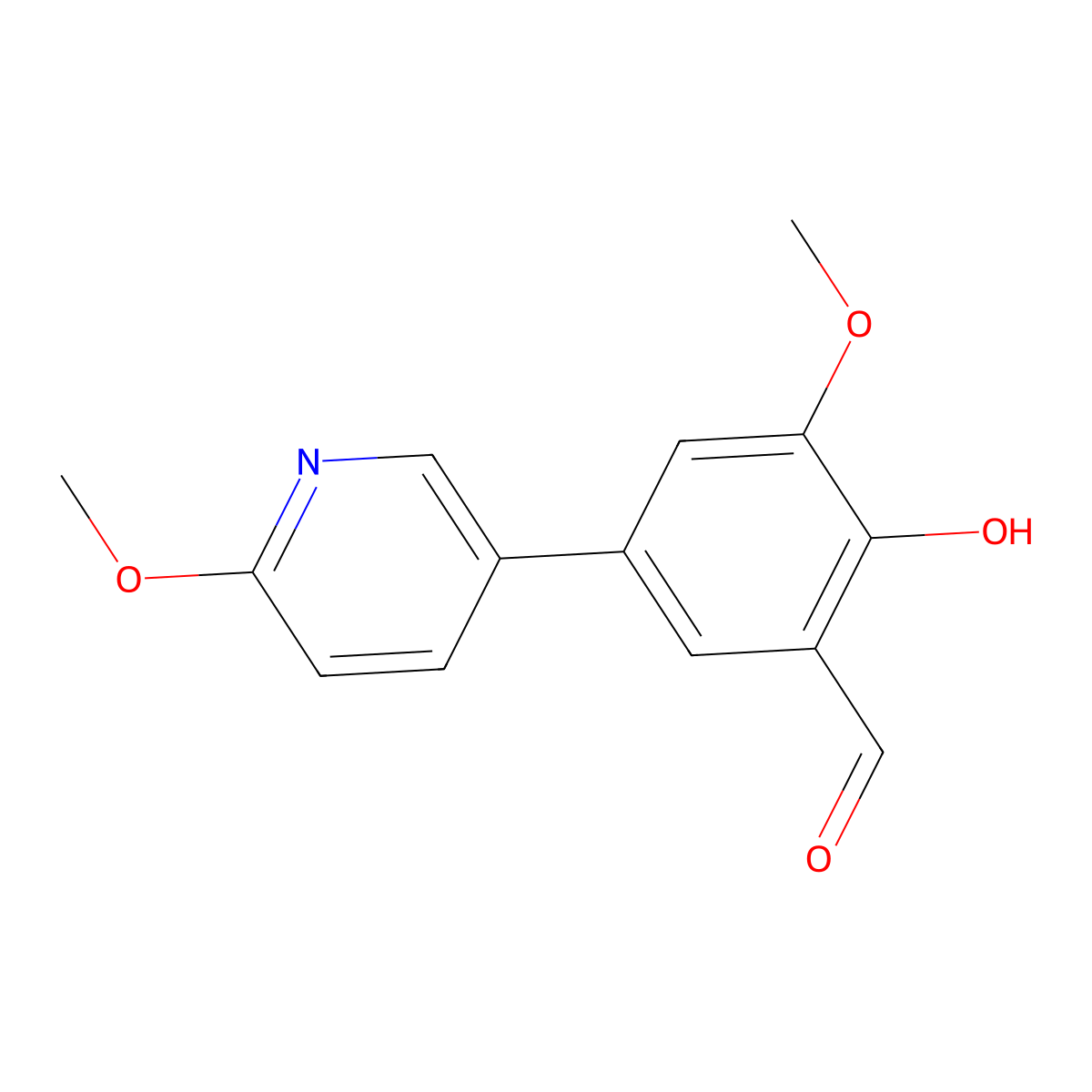 2-Hydroxy-3-methoxy-5-(6-methoxypyridin-3-yl)benzaldehyde molecular structure, CAS 1093118-30-9