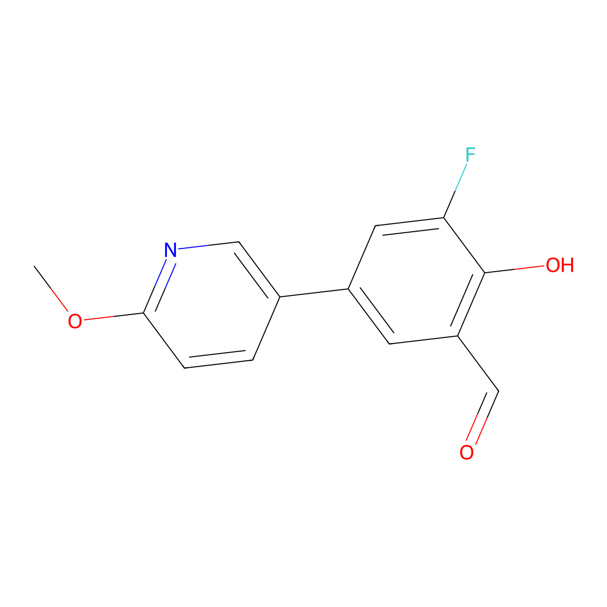 3-Fluoro-2-hydroxy-5-(6-methoxypyridin-3-yl)benzaldehyde molecular structure, CAS 1093118-34-3