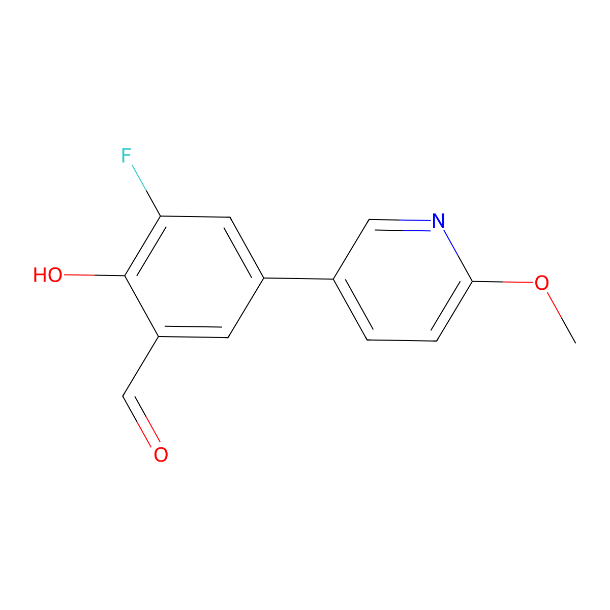 3-Fluoro-2-hydroxy-5-(6-methoxypyridin-3-yl)benzaldehyde molecular structure, CAS 1093118-34-3