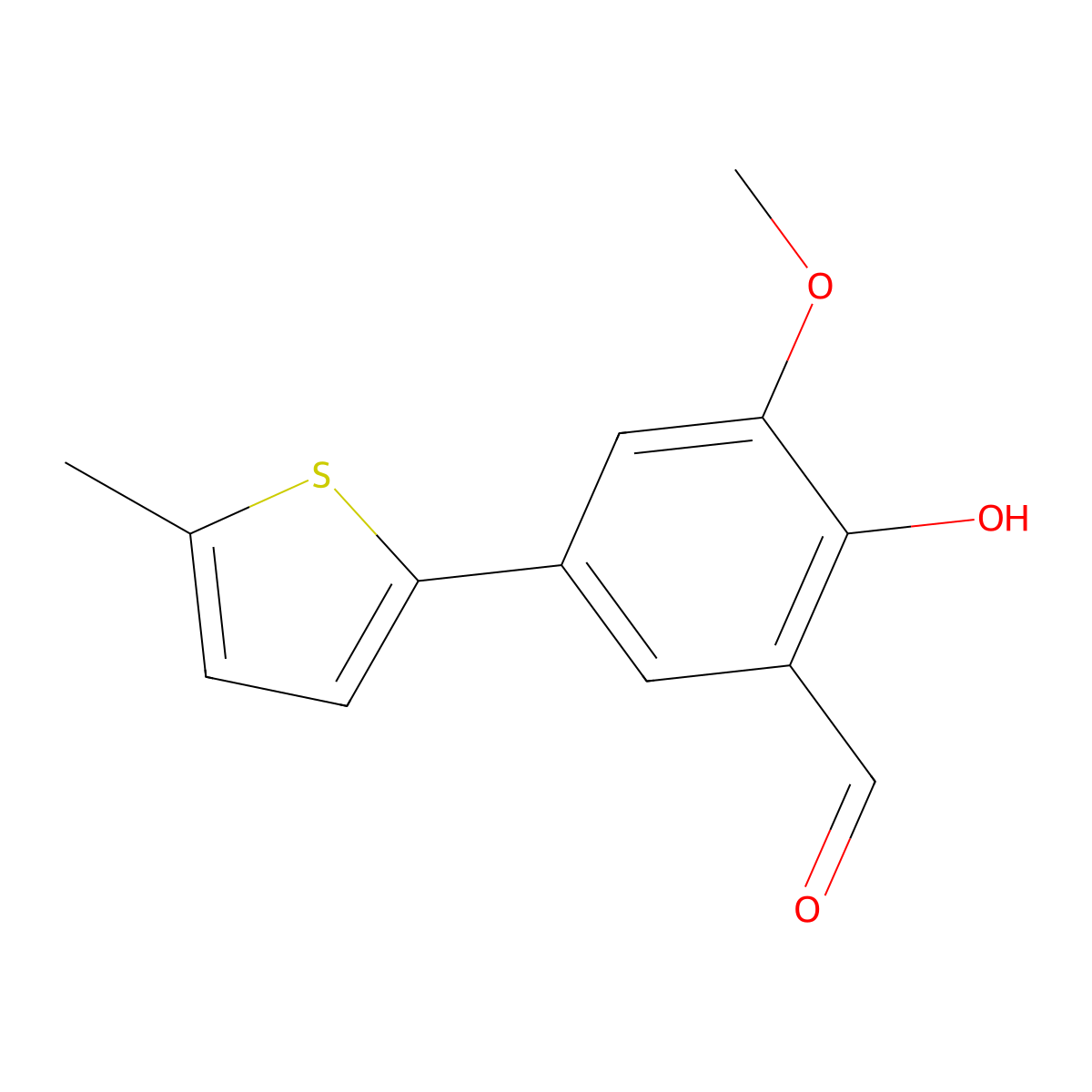 2-Hydroxy-3-methoxy-5-(5-methyl-2-thienyl)benzaldehyde molecular structure, CAS 1093118-45-6
