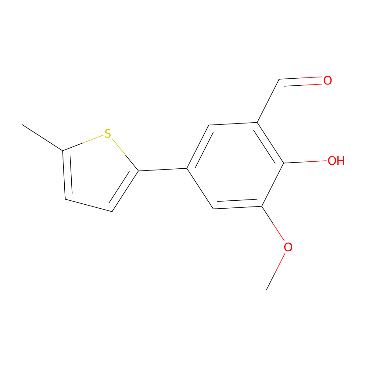 2-Hydroxy-3-methoxy-5-(5-methyl-2-thienyl)benzaldehyde molecular structure, CAS 1093118-45-6