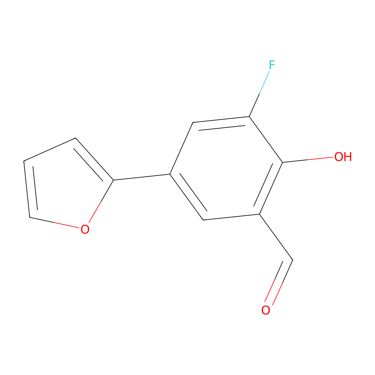 3-Fluoro-5-(2-furanyl)-2-hydroxybenzaldehyde molecular structure, CAS 1093118-48-9