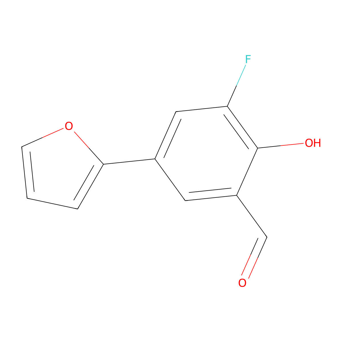 3-Fluoro-5-(2-furanyl)-2-hydroxybenzaldehyde molecular structure, CAS 1093118-48-9
