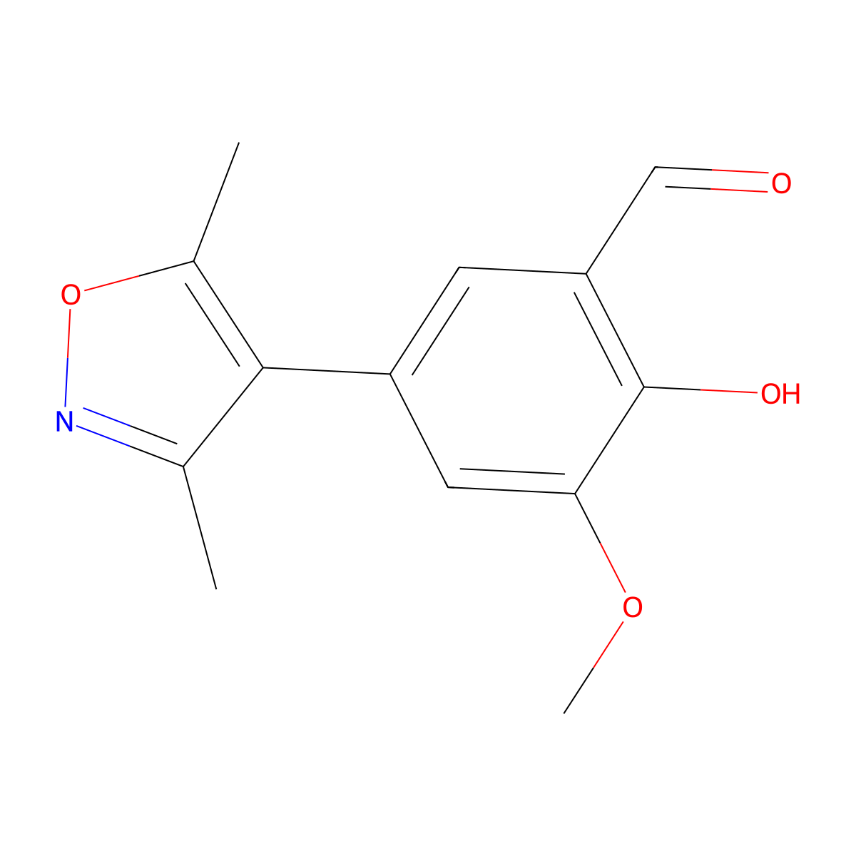 5-(3,5-Dimethyl-4-isoxazolyl)-2-hydroxy-3-methoxybenzaldehyde molecular structure, CAS 1093118-53-6