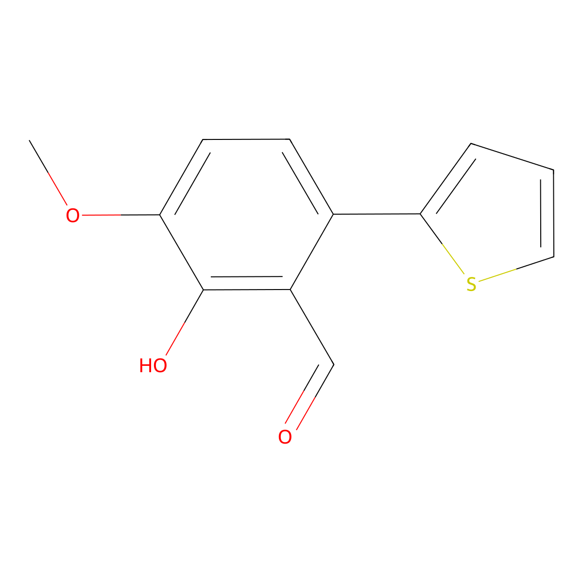 2-Hydroxy-3-methoxy-6-(2-thienyl)benzaldehyde molecular structure, CAS 1093118-56-9