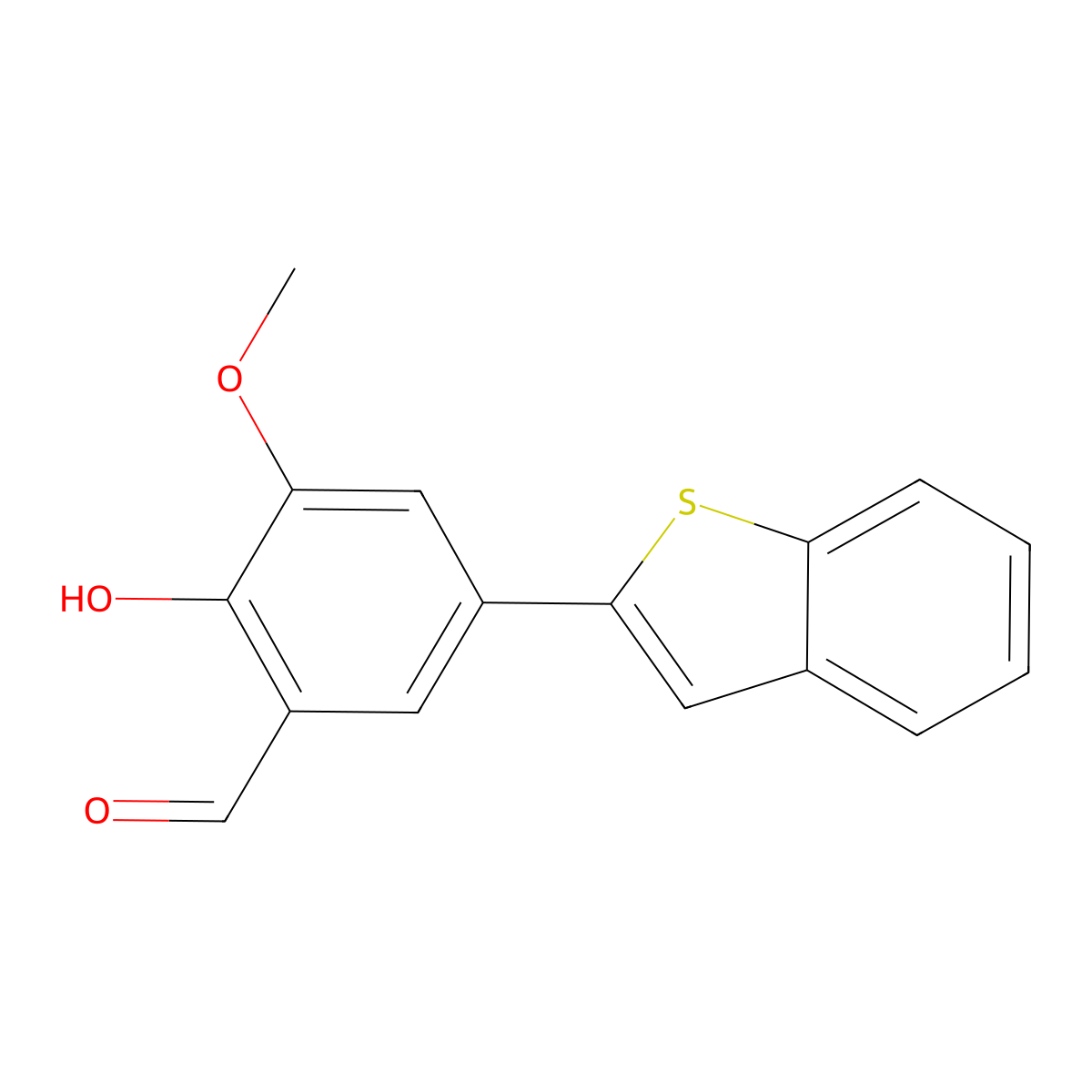 5-Benzo[b]thien-2-yl-2-hydroxy-3-methoxybenzaldehyde molecular structure, CAS 1093118-58-1