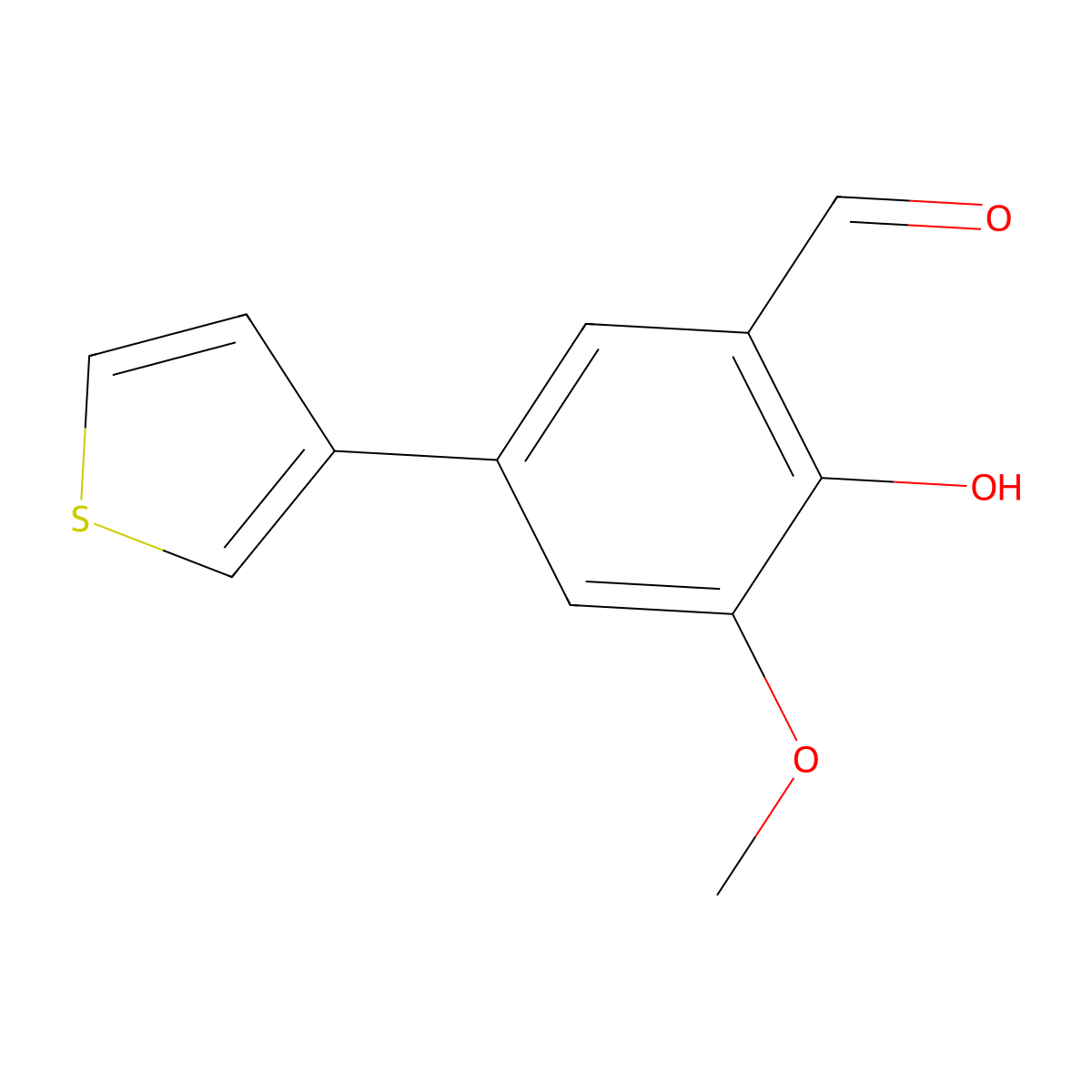2-Hydroxy-3-methoxy-5-(3-thienyl)benzaldehyde molecular structure, CAS 1093118-60-5