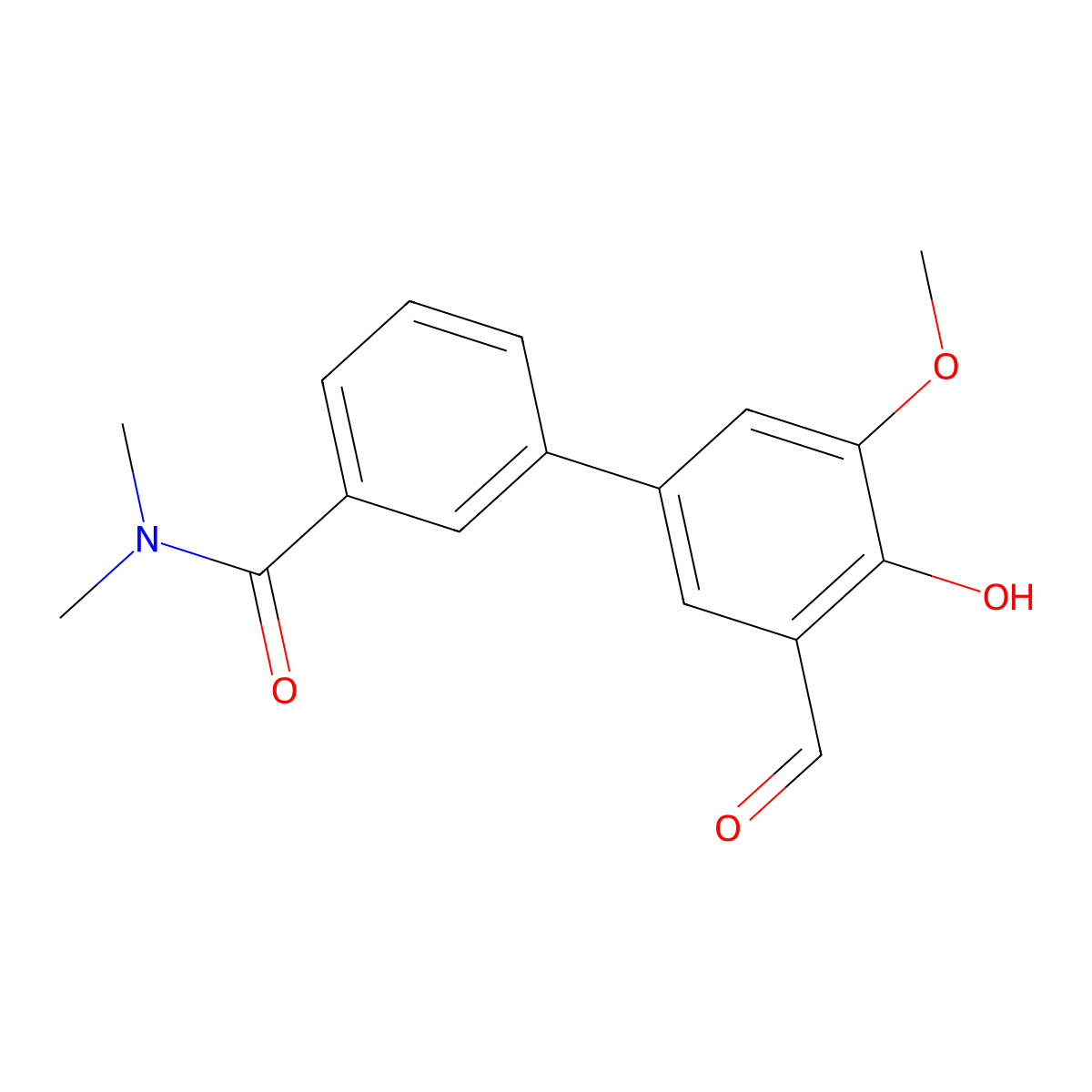 3'-Formyl-4'-hydroxy-5'-methoxy-N,N-dimethyl[1,1'-biphenyl]-3-carboxamide molecular structure, CAS 1093118-70-7