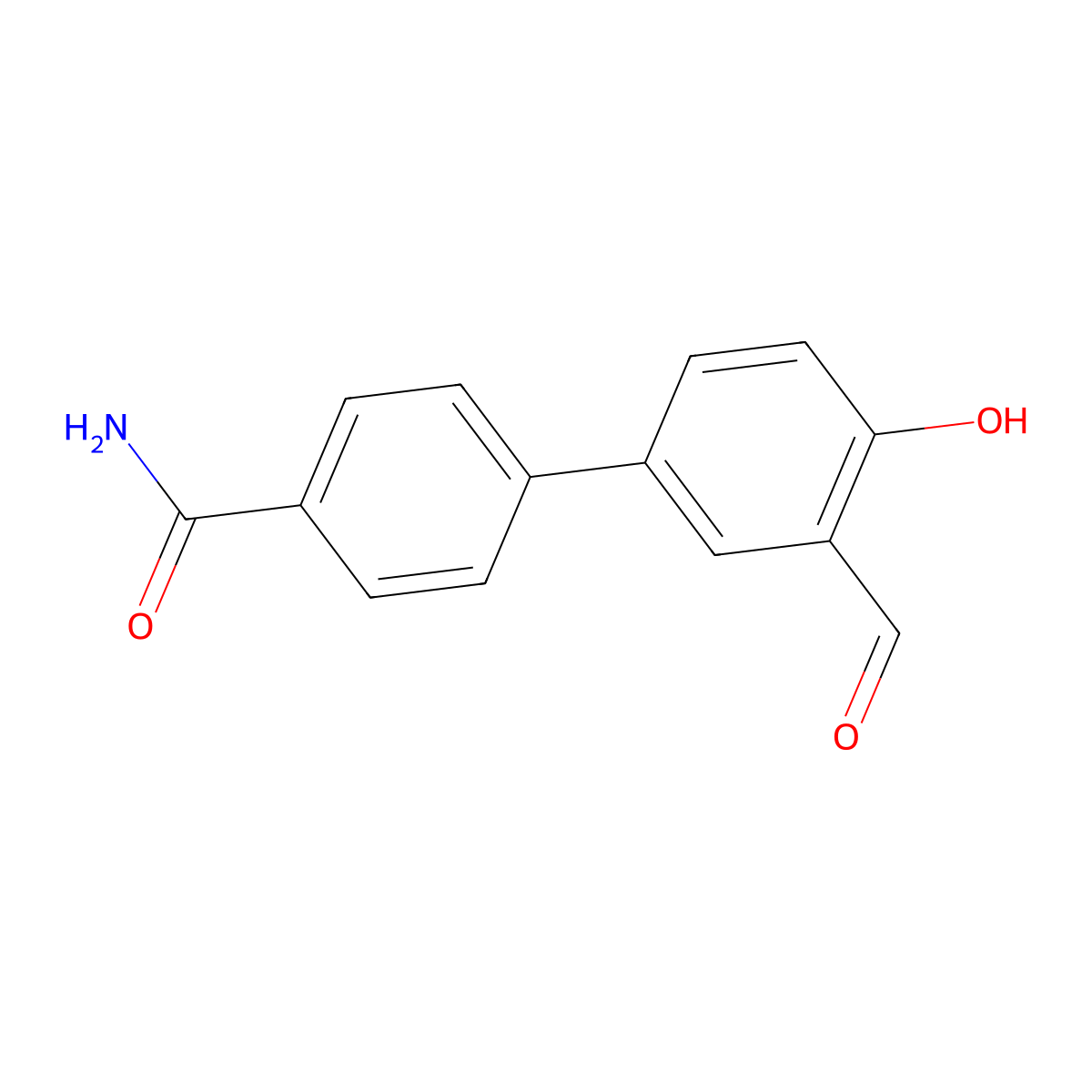 3'-Formyl-4'-hydroxy-[1,1'-biphenyl]-4-carboxamide molecular structure, CAS 1093118-84-3