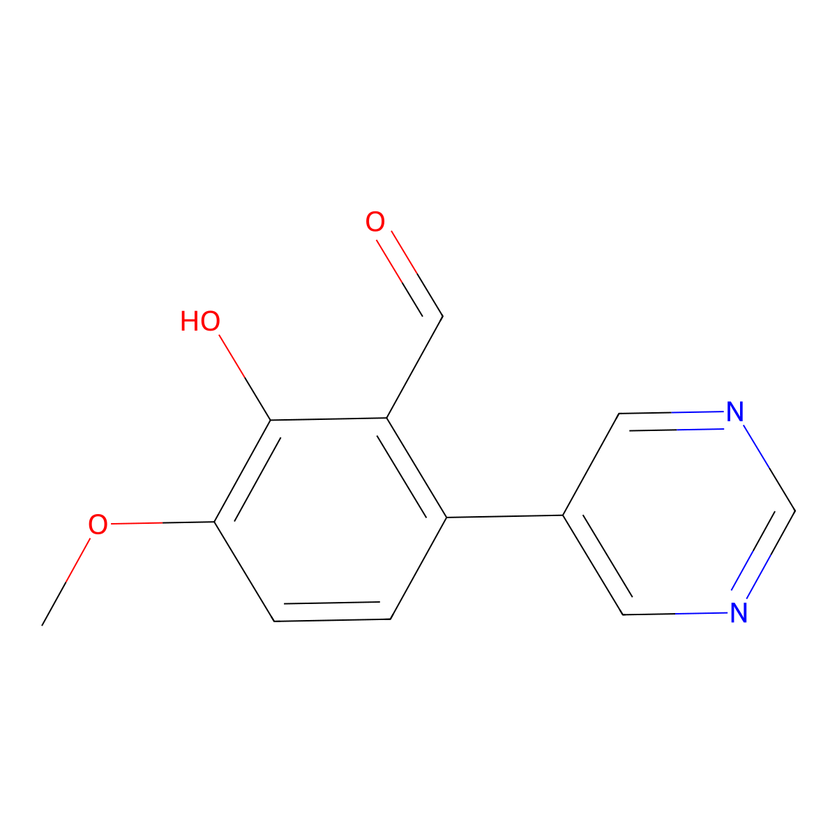 2-Hydroxy-3-methoxy-6-(5-pyrimidinyl)benzaldehyde molecular structure, CAS 1093118-87-6