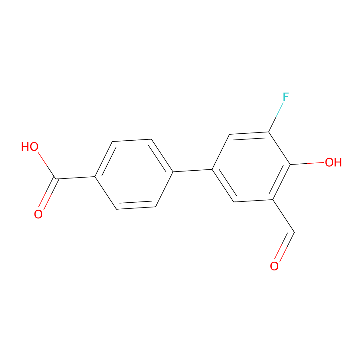 3'-Fluoro-5'-formyl-4'-hydroxy[1,1'-biphenyl]-4-carboxylic acid molecular structure, CAS 1093118-89-8