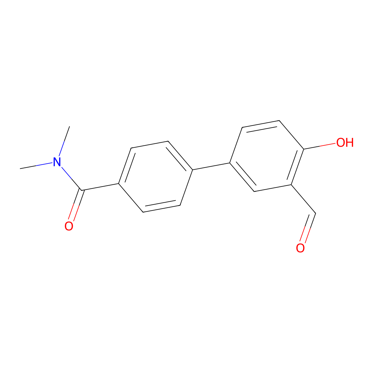 4-[4-(N,N-Dimethylaminocarbonyl)phenyl]-2-formylphenol molecular structure, CAS 1093118-91-2