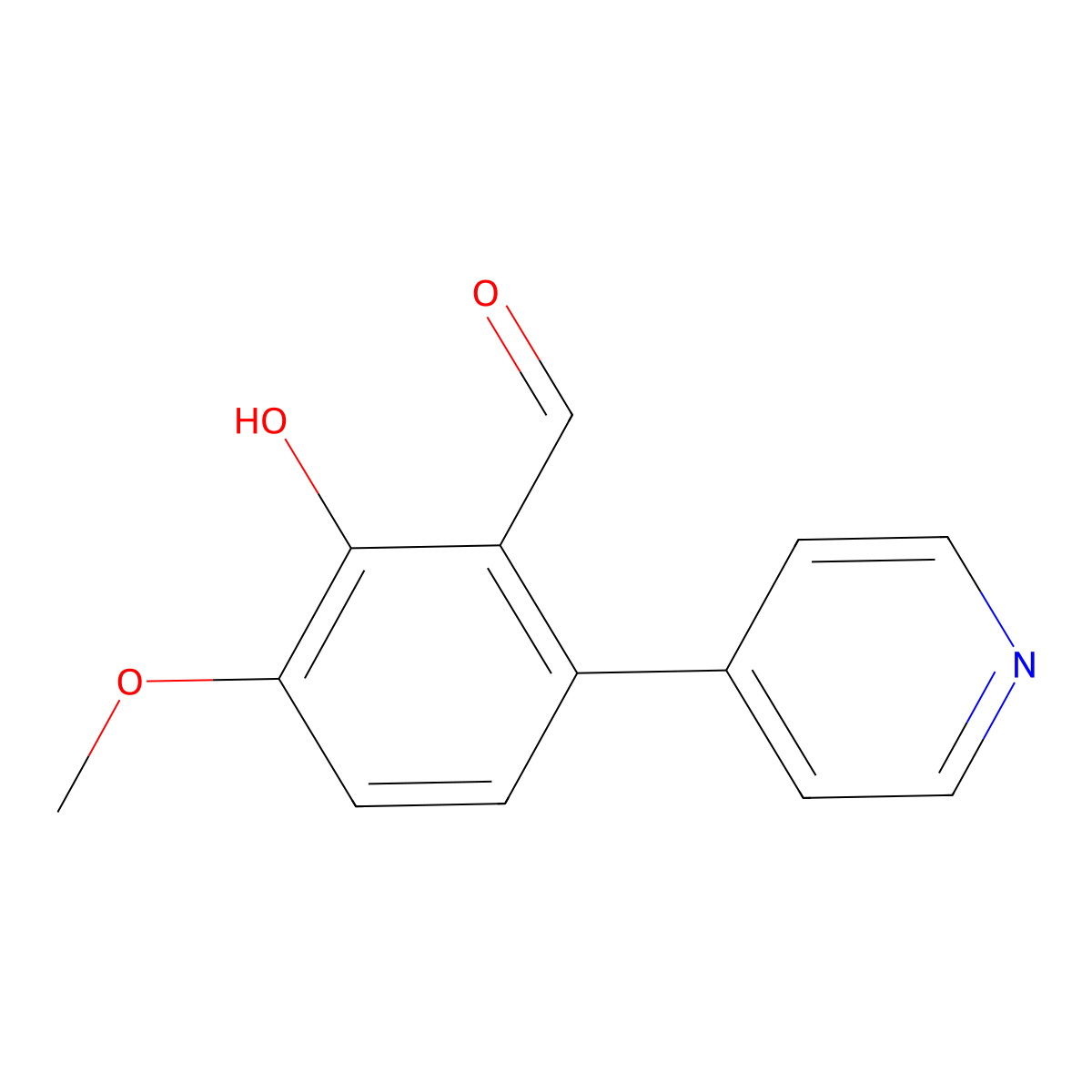 2-Hydroxy-3-methoxy-6-(4-pyridinyl)benzaldehyde molecular structure, CAS 1093118-94-5