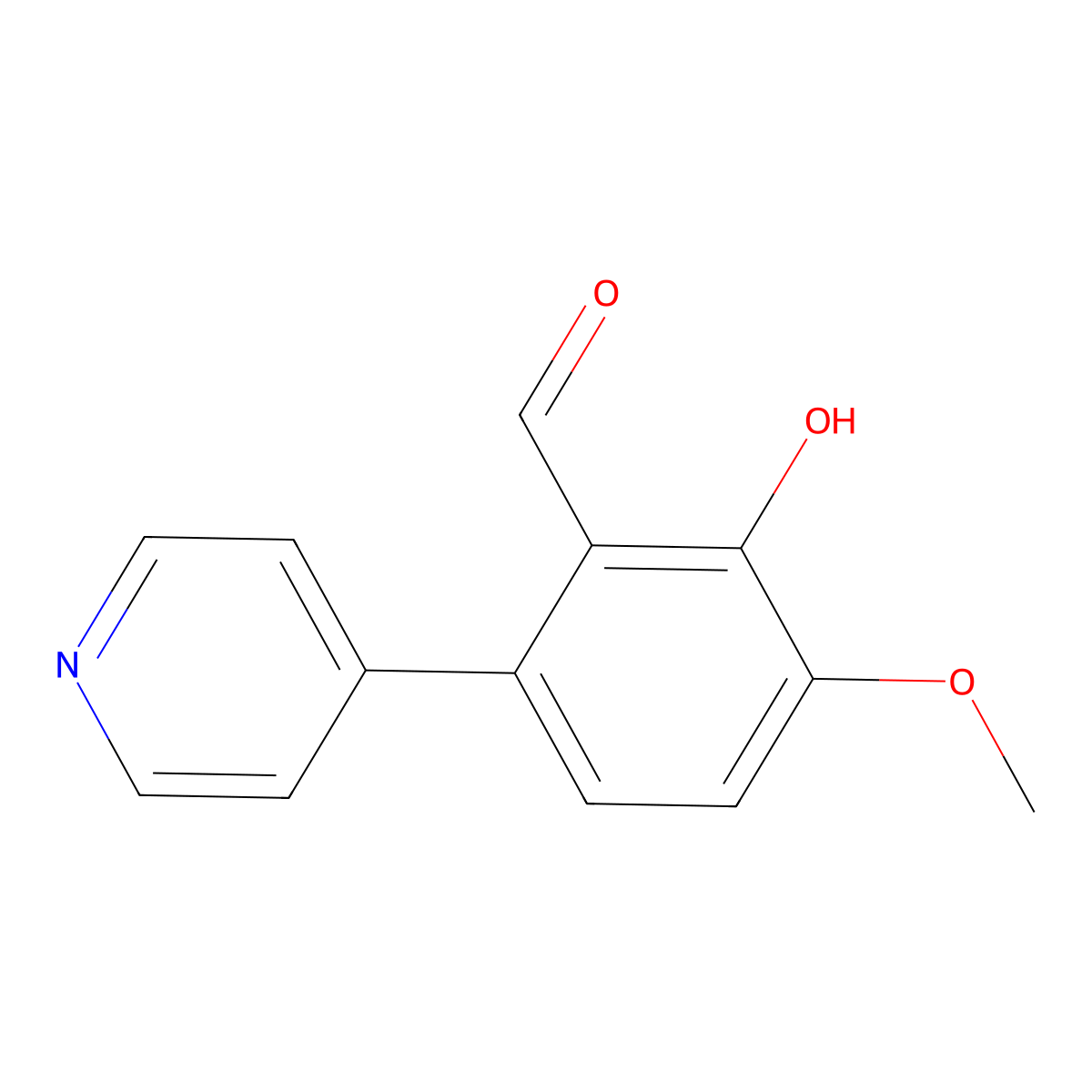 2-Hydroxy-3-methoxy-6-(4-pyridinyl)benzaldehyde molecular structure, CAS 1093118-94-5