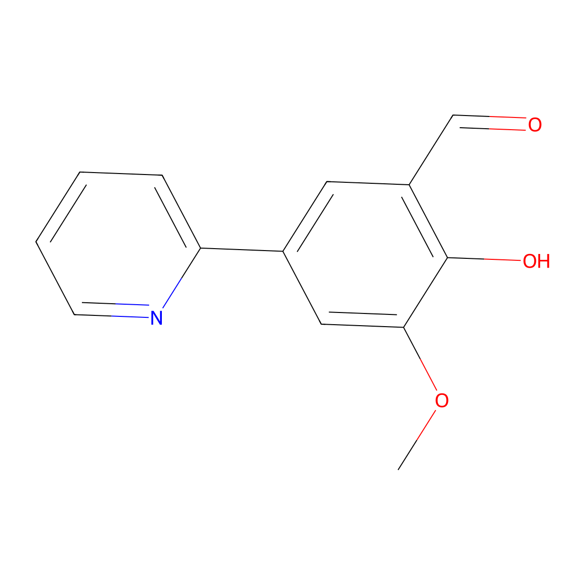 2-Hydroxy-3-methoxy-5-(2-pyridinyl)benzaldehyde molecular structure, CAS 1093119-13-1