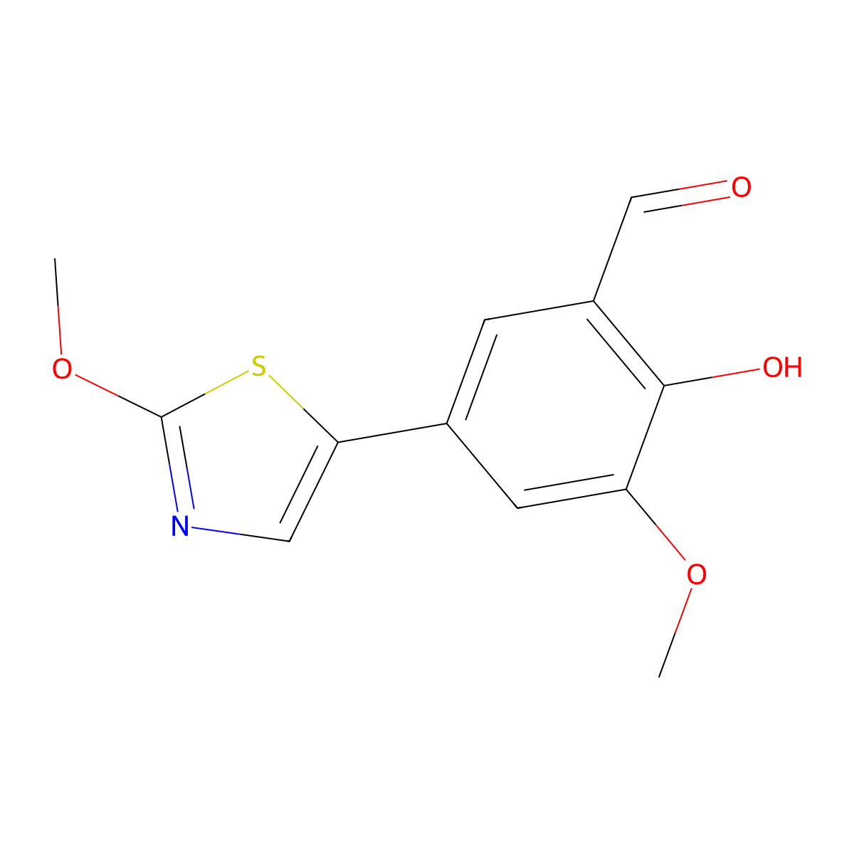 2-Hydroxy-3-methoxy-5-(2-methoxy-5-thiazolyl)benzaldehyde molecular structure, CAS 1093119-14-2