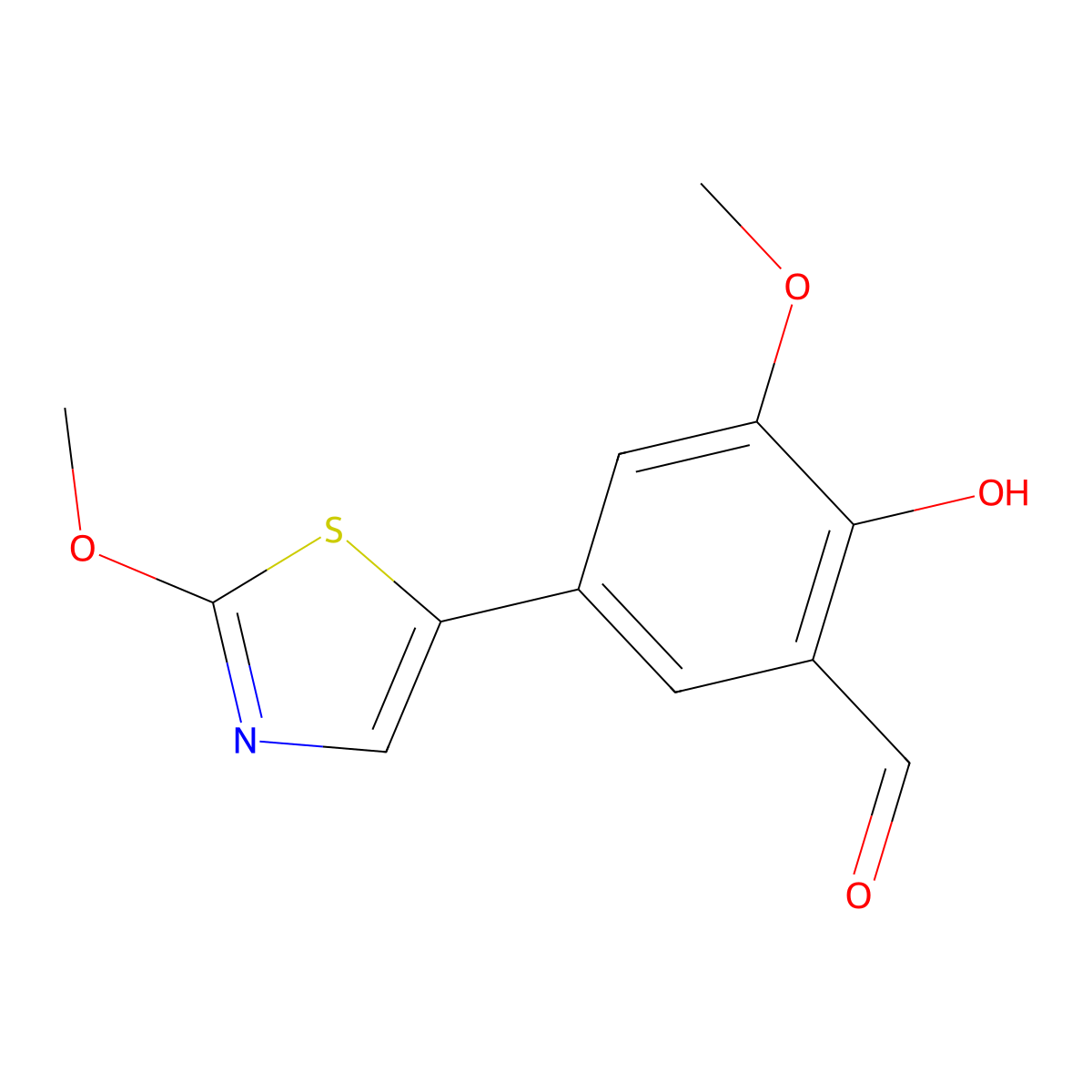 2-Hydroxy-3-methoxy-5-(2-methoxy-5-thiazolyl)benzaldehyde molecular structure, CAS 1093119-14-2