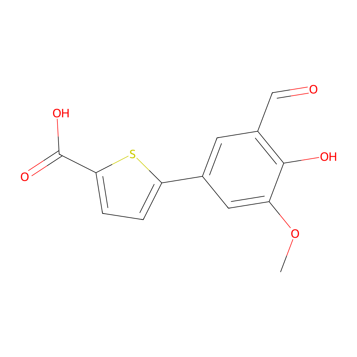 5-(3-Formyl-4-hydroxy-5-methoxyphenyl)-2-thiophenecarboxylic acid molecular structure, CAS 1093119-55-1