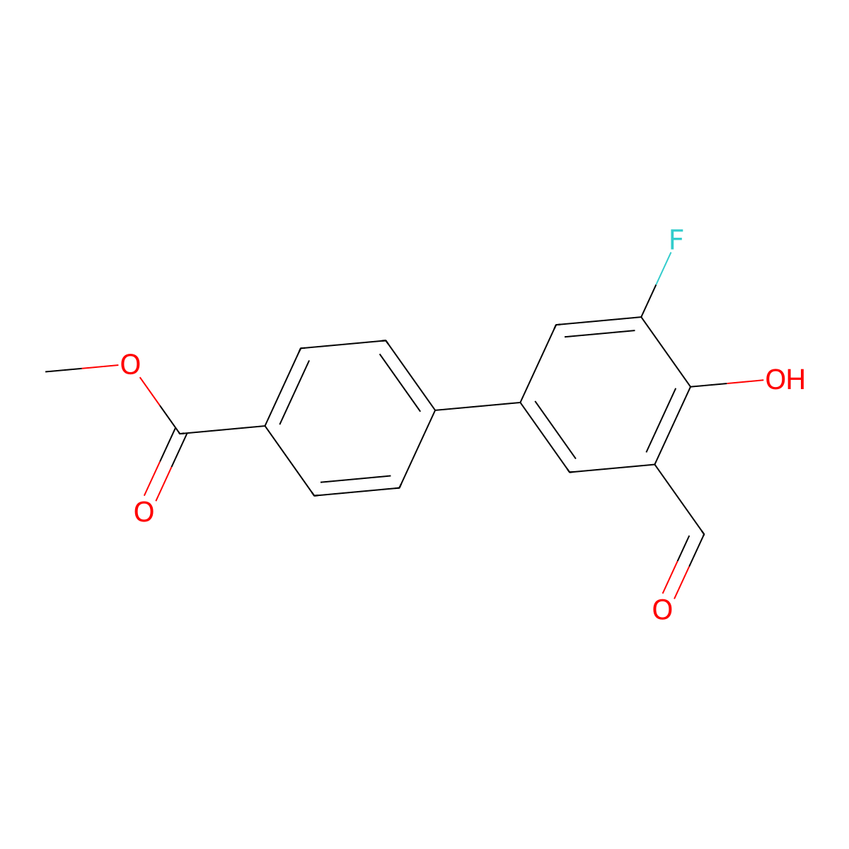 Methyl 3'-fluoro-5'-formyl-4'-hydroxy[1,1'-biphenyl]-4-carboxylate molecular structure, CAS 1093119-77-7