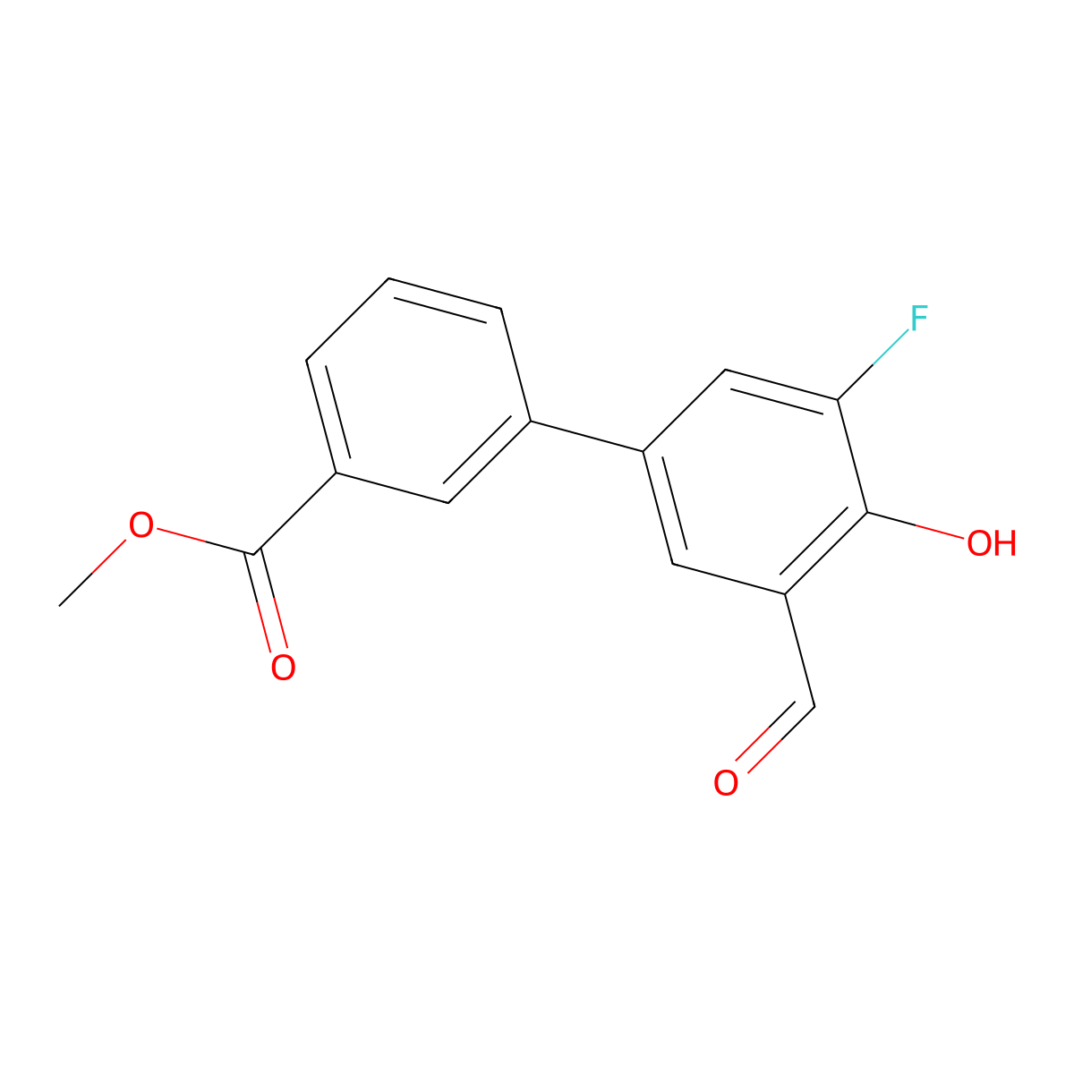 Methyl 3'-fluoro-5'-formyl-4'-hydroxy[1,1'-biphenyl]-3-carboxylate molecular structure, CAS 1093119-78-8