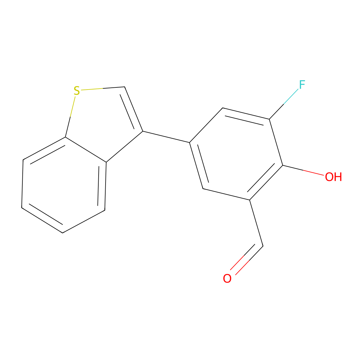 5-Benzo[b]thien-3-yl-3-fluoro-2-hydroxybenzaldehyde molecular structure, CAS 1093119-93-7