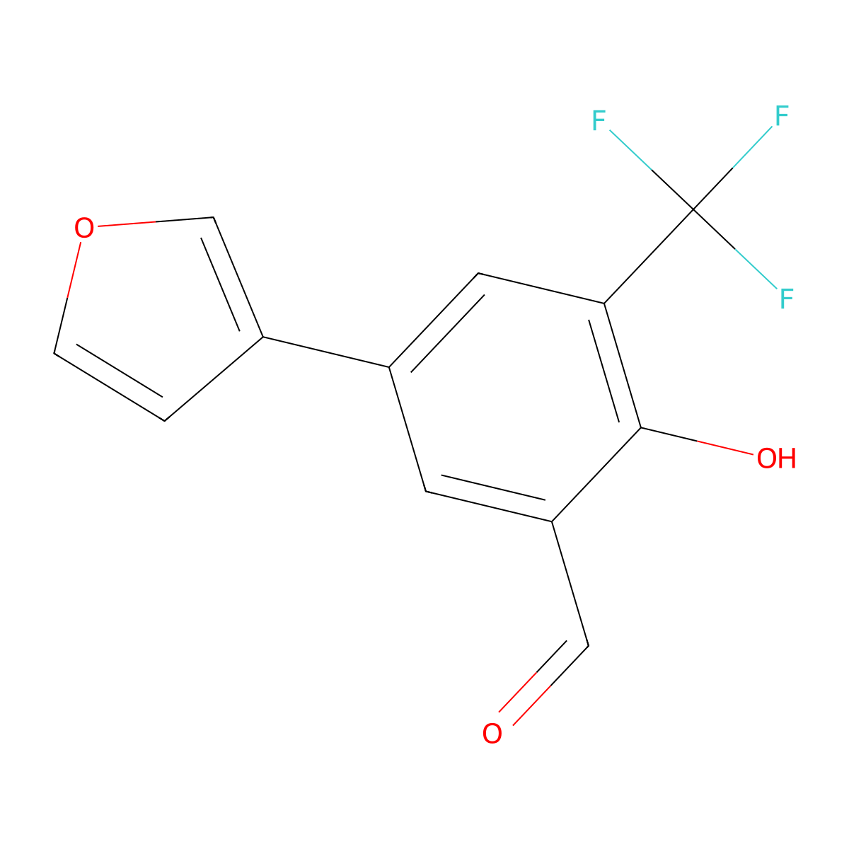 5-(3-Furanyl)-2-hydroxy-3-(trifluoromethyl)benzaldehyde molecular structure, CAS 1093120-07-0