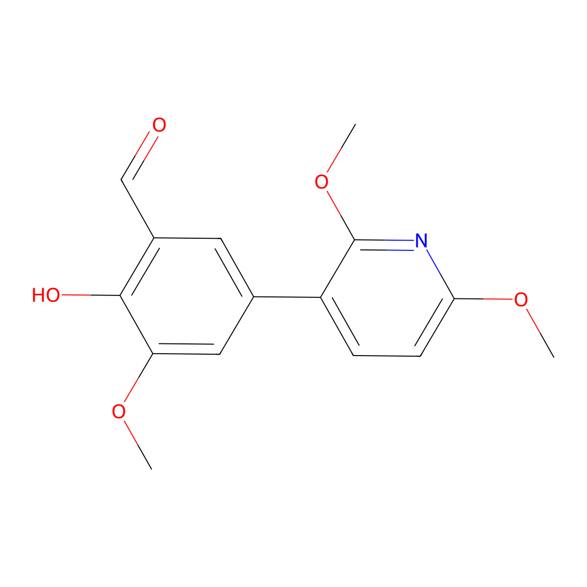 Benzaldehyde, 5-(2,6-dimethoxy-3-pyridinyl)-2-hydroxy-3-methoxy- molecular structure, CAS 1093120-60-5