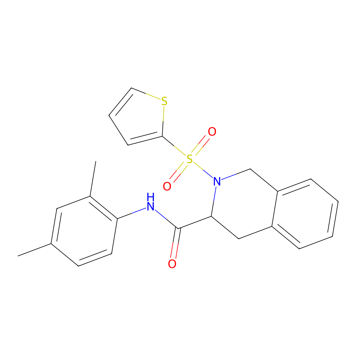 N-(2,4-dimethylphenyl)-2-(thiophen-2-ylsulfonyl)-1,2,3,4-tetrahydroisoquinoline-3-carboxamide molecular structure, CAS 1093122-21-4