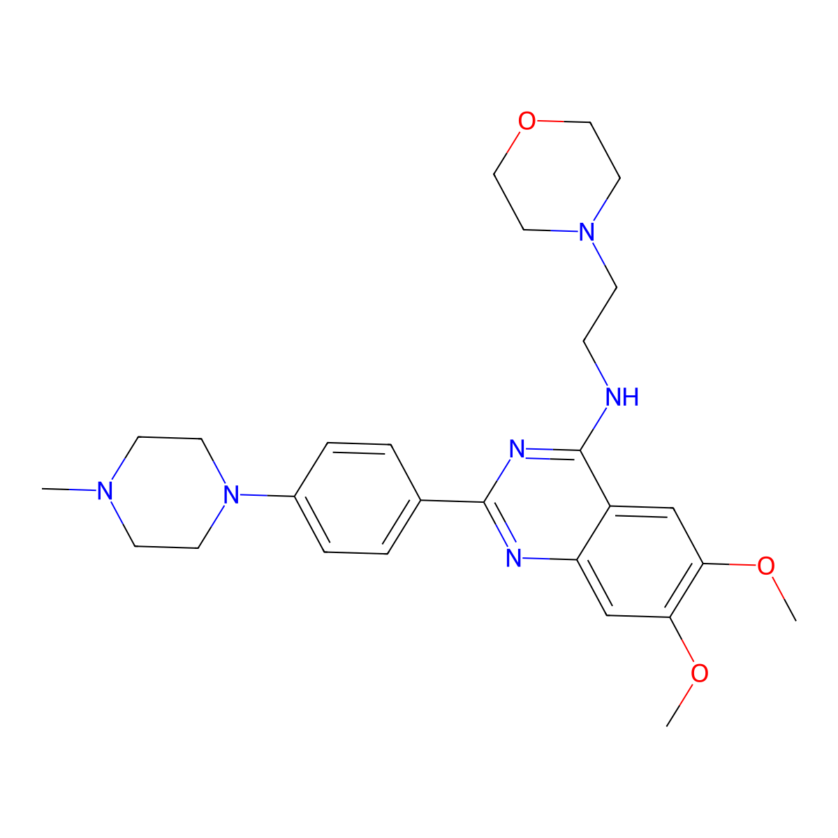 6,7-diMethoxy-2-(4-(4-Methylpiperazin-1-yl)phenyl)-N-(2-Morpholinoethyl)quinazolin-4-aMine molecular structure, CAS 1093135-60-4