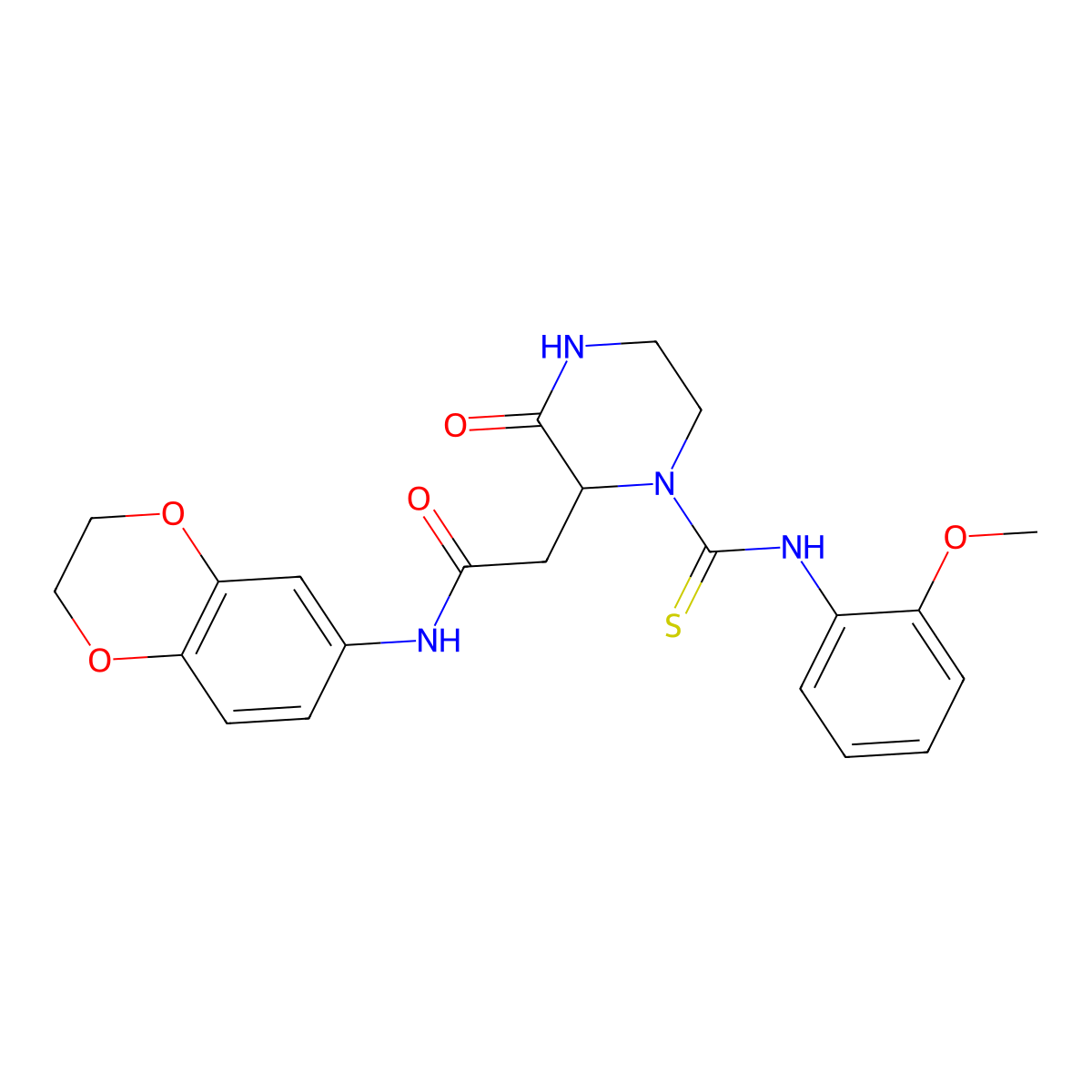 N-(2,3-dihydro-1,4-benzodioxin-6-yl)-2-{1-[(2-methoxyphenyl)carbamothioyl]-3-oxopiperazin-2-yl}acetamide molecular structure, CAS 1093185-09-1
