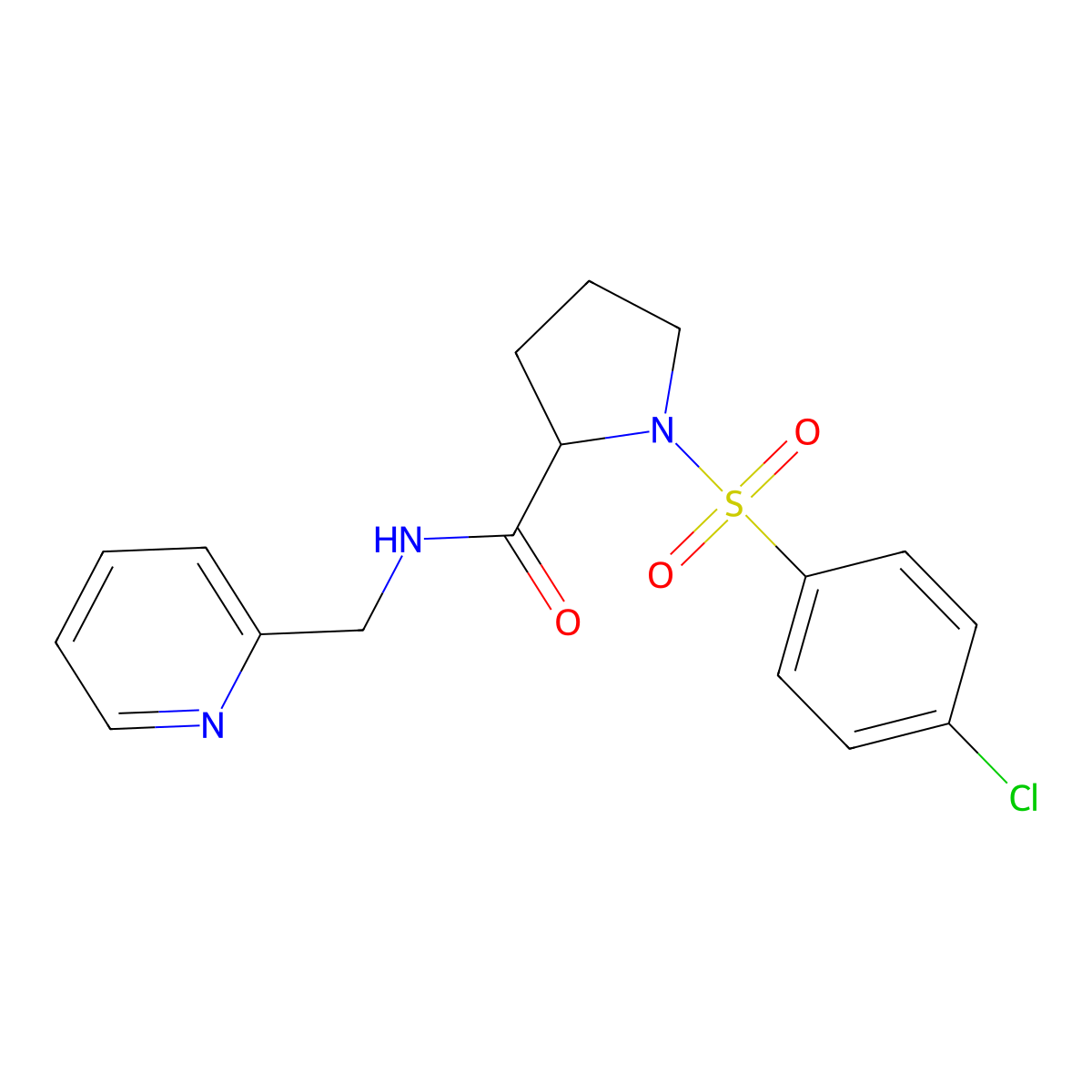 1-(4-chlorophenyl)sulfonyl-N-(pyridin-2-ylmethyl)pyrrolidine-2-carboxamide molecular structure, CAS 1093188-40-9