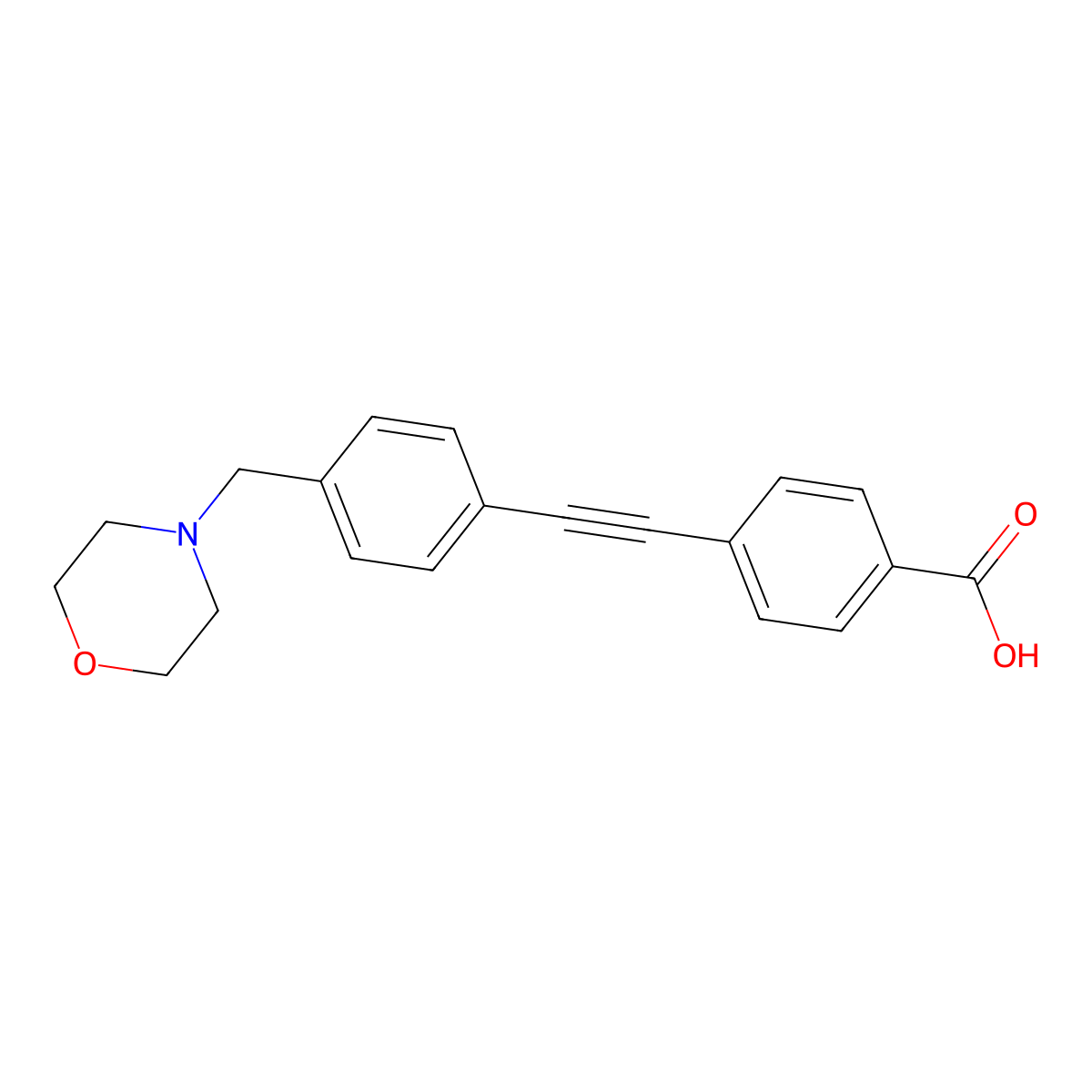 4-((4-(Morpholinomethyl)phenyl)ethynyl) benzoic acid molecular structure, CAS 1093191-61-7