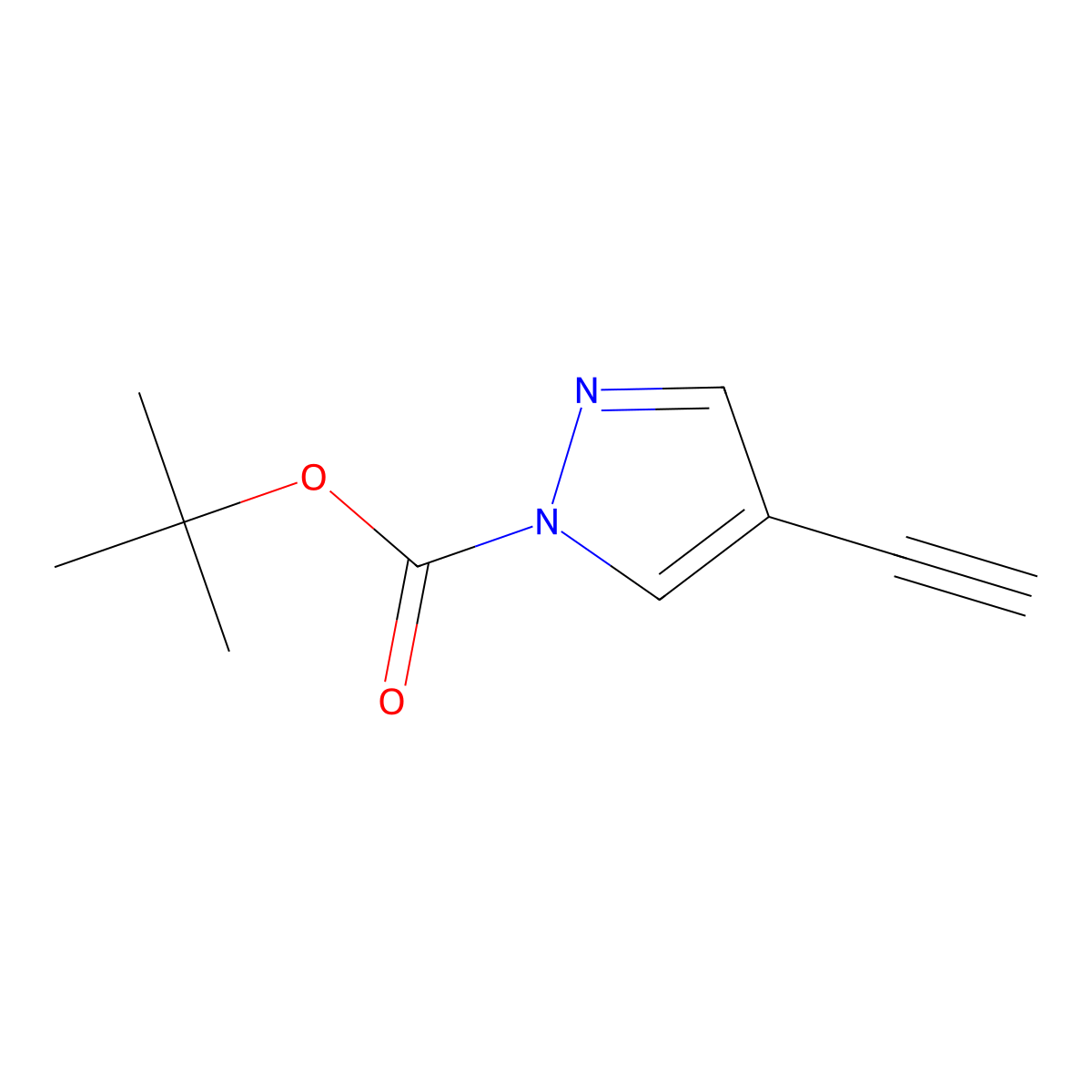 tert-butyl 4-ethynyl-1H-pyrazole-1-carboxylate molecular structure, CAS 1093193-29-3