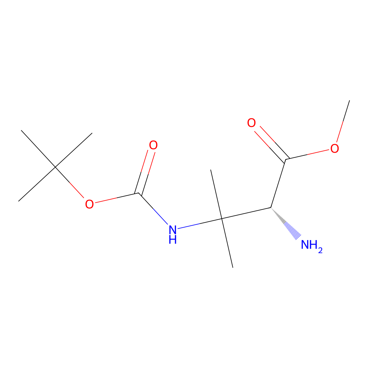 (R)-Methyl 2-amino-3-(tert-butoxycarbonylamino)-3-methylbutanoate molecular structure, CAS 1093198-33-4