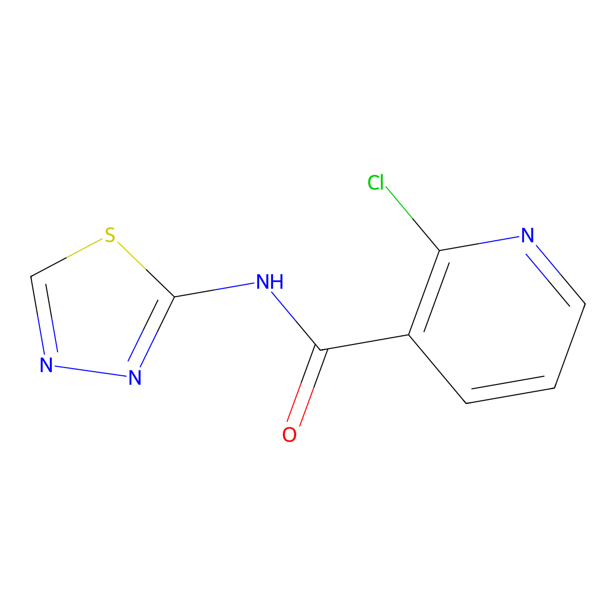 2-chloro-N-(1,3,4-thiadiazol-2-yl)pyridine-3-carboxamide molecular structure, CAS 109321-39-3