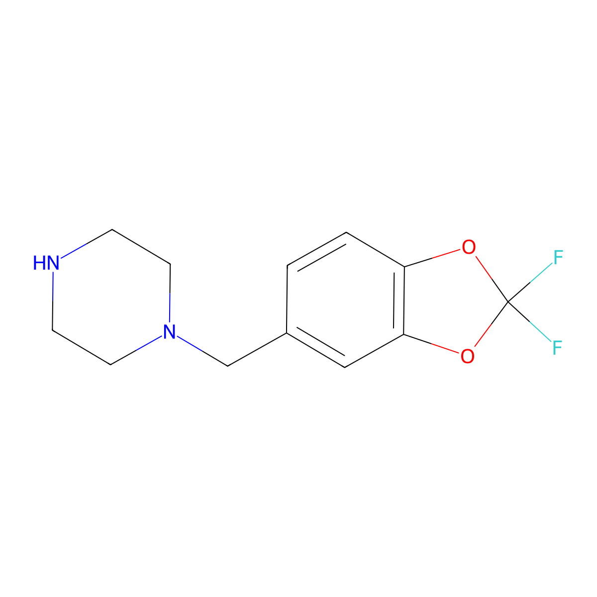 Difluoromethylenedioxybenzylpiperazine molecular structure, CAS 1093211-85-8