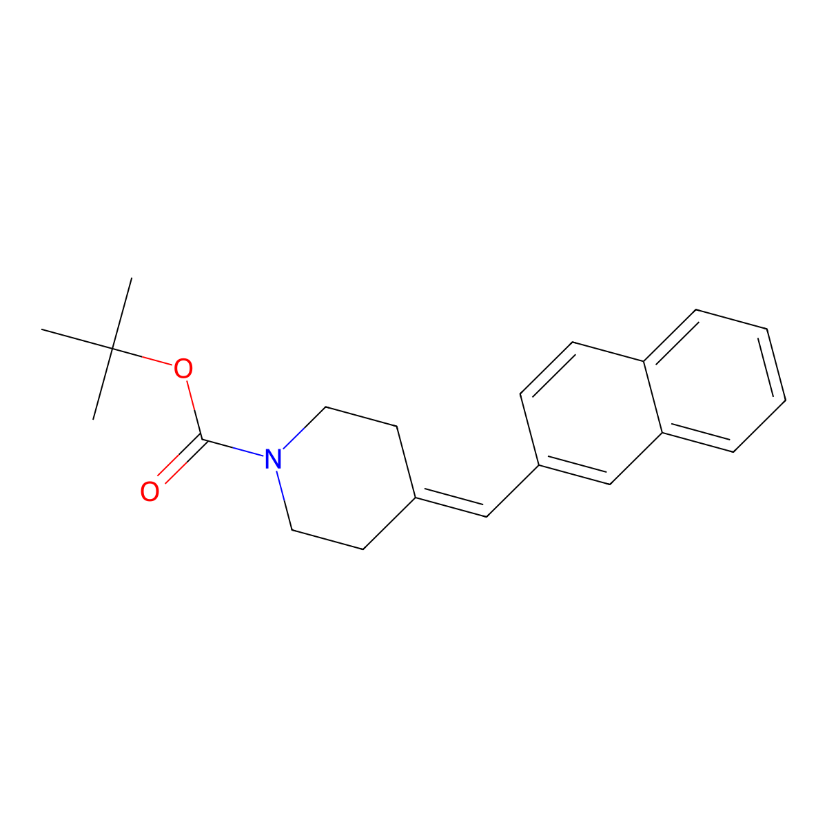 4-Naphthalen-2-ylmethylene-piperidine-1-carboxylic acid tert-butyl ester molecular structure, CAS 1093211-86-9