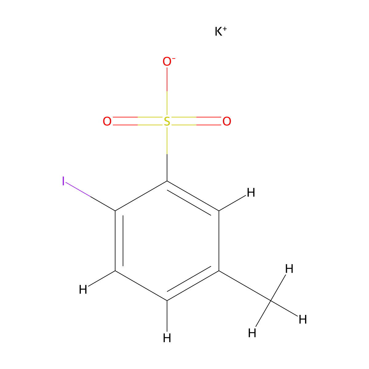 Potassium 2-iodo-5-methylbenzene-1-sulfonate molecular structure, CAS 1093215-92-9