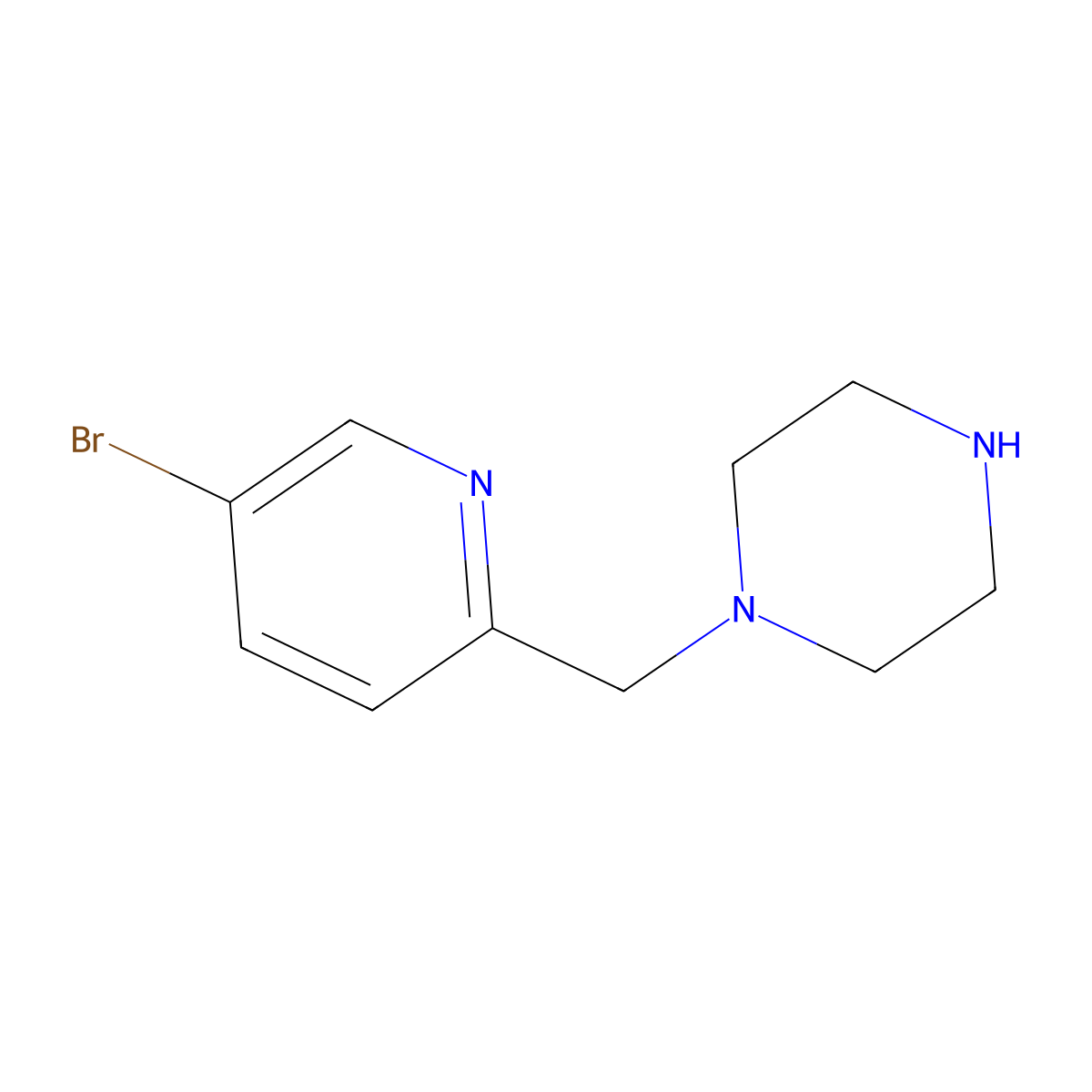 1-[(5-Bromopyridin-2-yl)methyl]piperazine molecular structure, CAS 1093218-05-3
