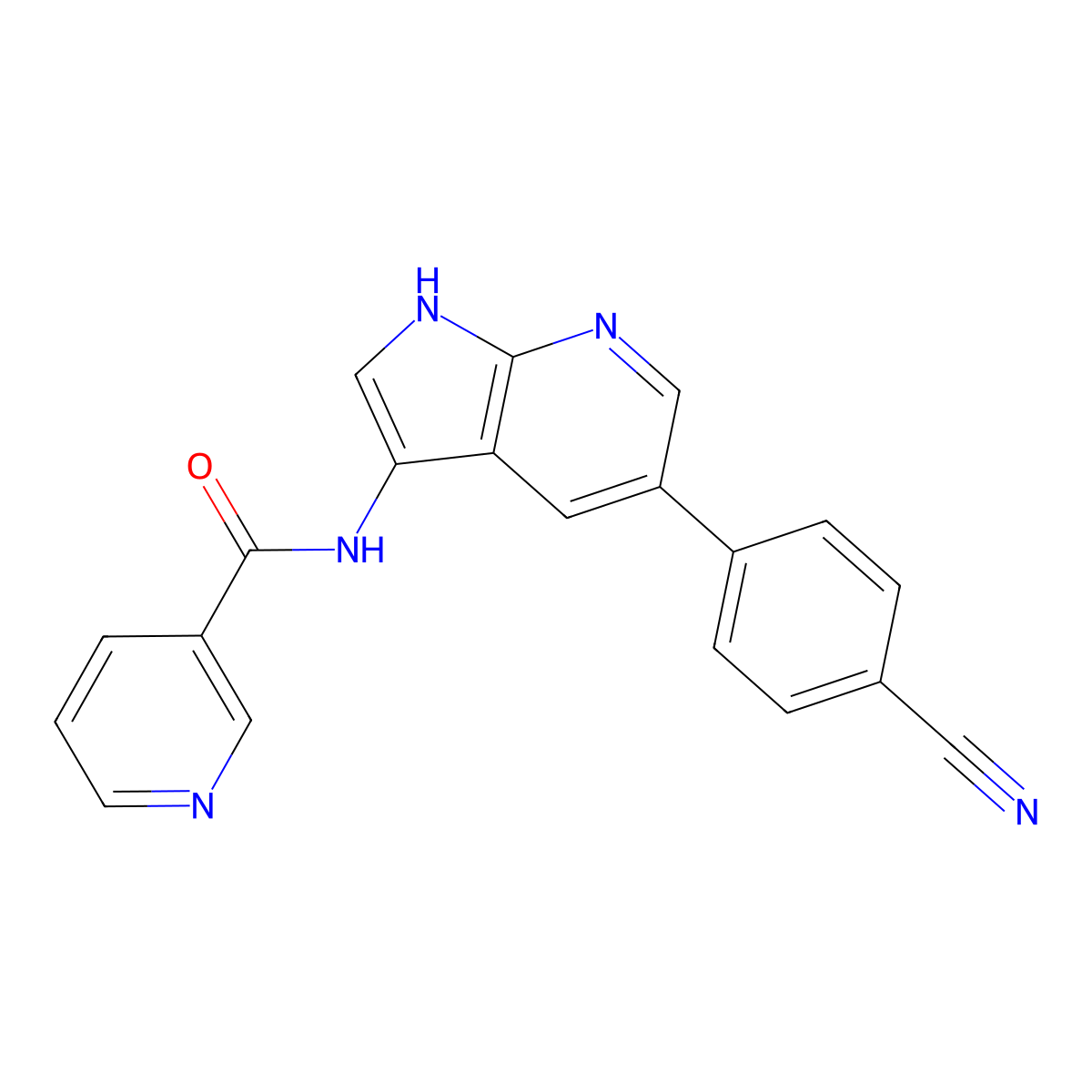 N-[5-(4-cyanophenyl)-1H-pyrrolo[2,3-b]pyridin-3-yl]pyridine-3-carboxamide molecular structure, CAS 1093222-27-5
