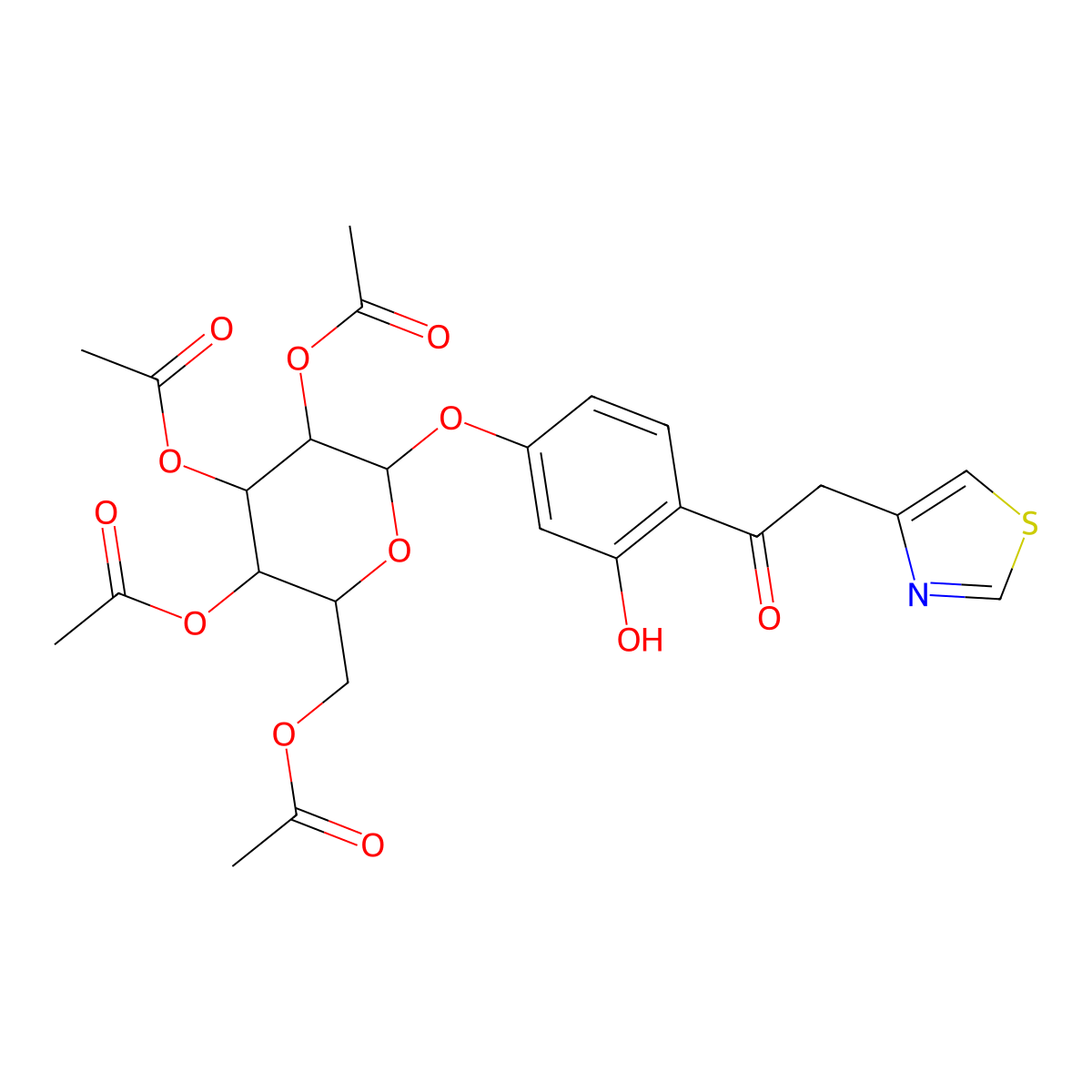 [3,4,5-Triacetyloxy-6-[3-hydroxy-4-[2-(1,3-thiazol-4-yl)acetyl]phenoxy]oxan-2-yl]methyl acetate molecular structure, CAS 1093230-07-9