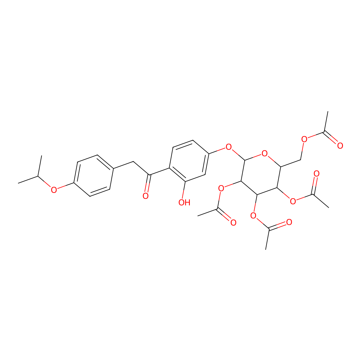 [3,4,5-Triacetyloxy-6-[3-hydroxy-4-[2-(4-propan-2-yloxyphenyl)acetyl]phenoxy]oxan-2-yl]methyl acetate molecular structure, CAS 1093230-52-4