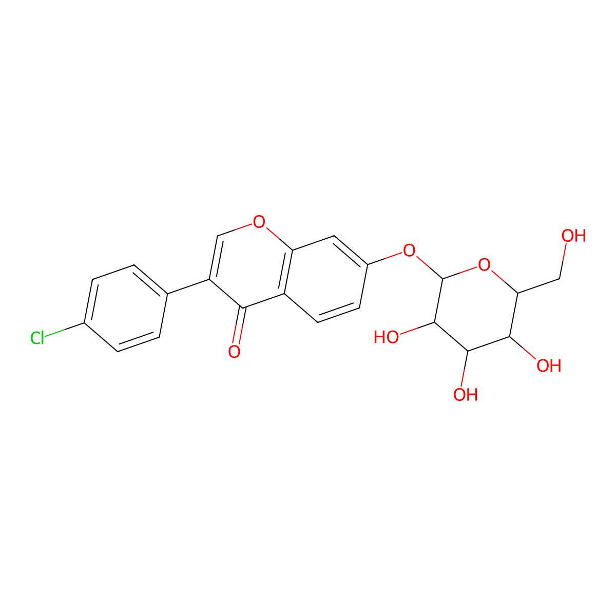 3-(4-chlorophenyl)-7-((3,4,5-trihydroxy-6-(hydroxymethyl)tetrahydro-2H-pyran-2-yl)oxy)-4H-chromen-4-one molecular structure, CAS 1093230-81-9