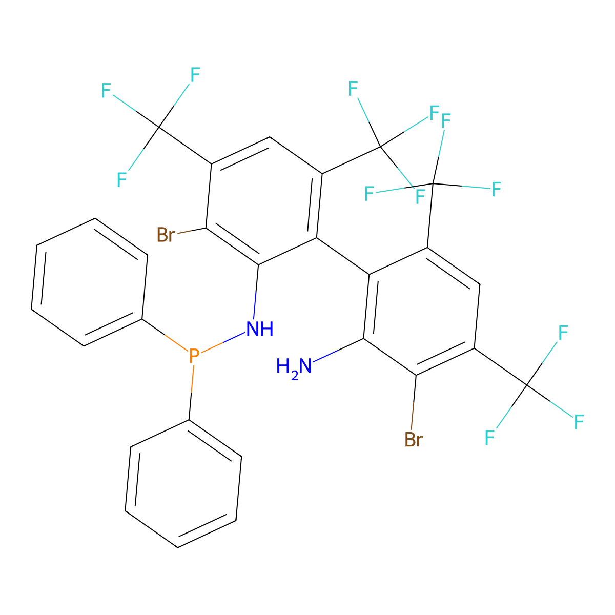 N-[(1R)-2'-Amino-3,3'-dibromo-4,4',6,6'-tetrakis(trifluoromethyl)[1,1'-biphenyl]-2-yl]-P,P-diphenylphosphinous Amide molecular structure, CAS 1093238-03-9