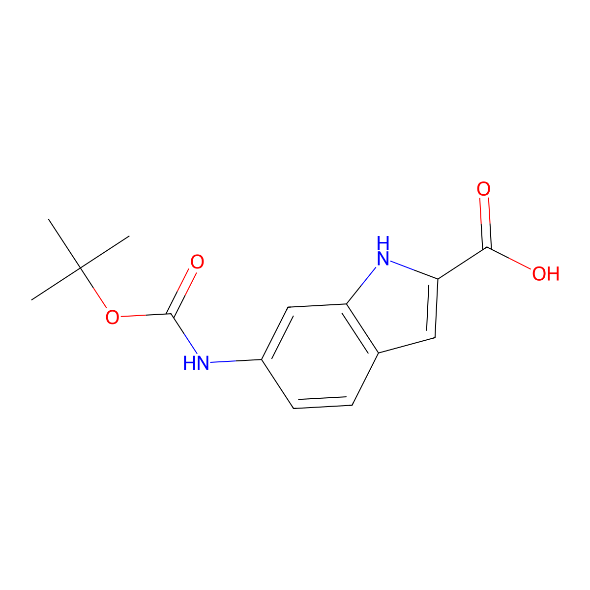 6-(Tert-butoxycarbonylamino)-1h-indole-2-carboxylic acid molecular structure, CAS 1093261-27-8