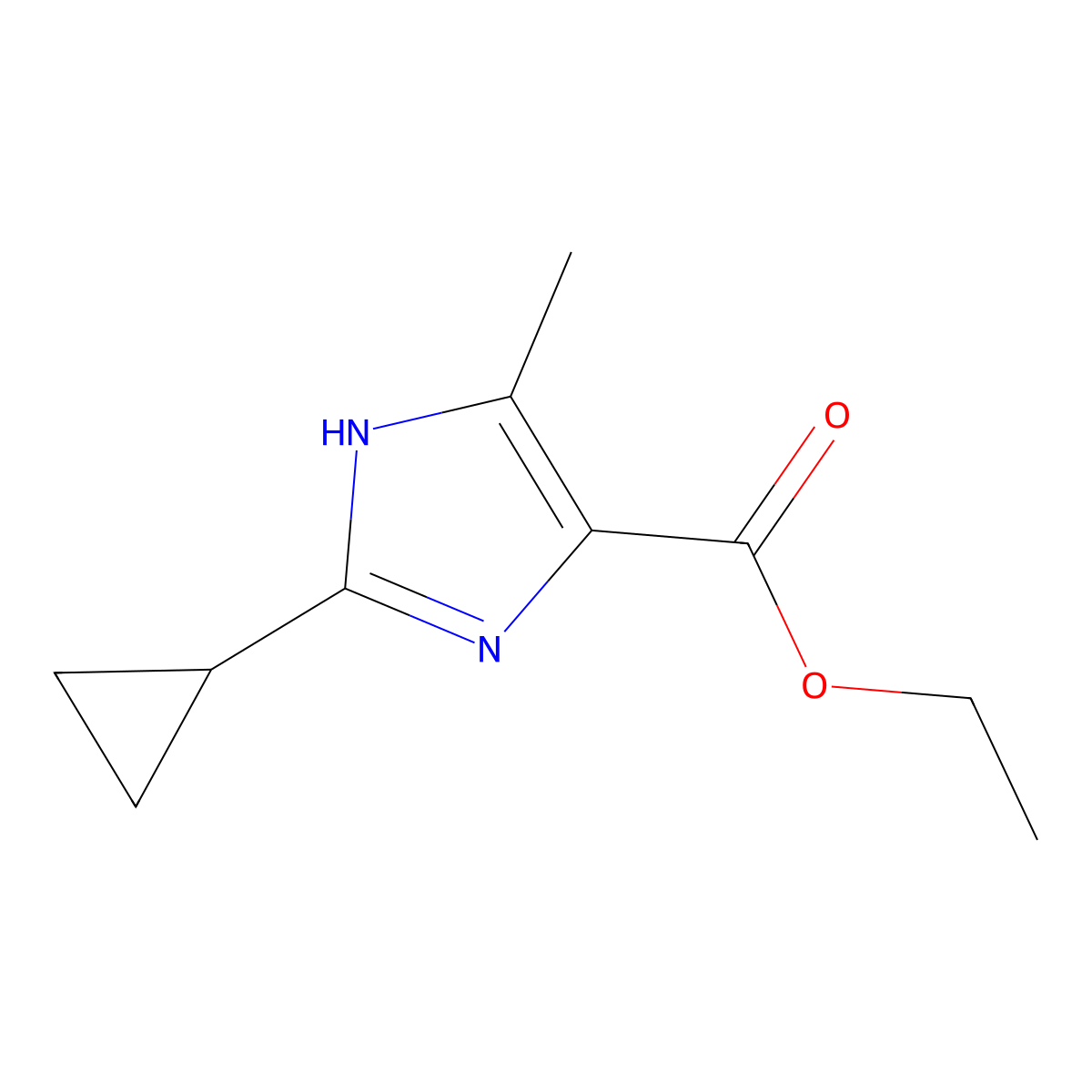ethyl 2-cyclopropyl-5-methyl-1H-imidazole-4-carboxylate molecular structure, CAS 1093266-08-0
