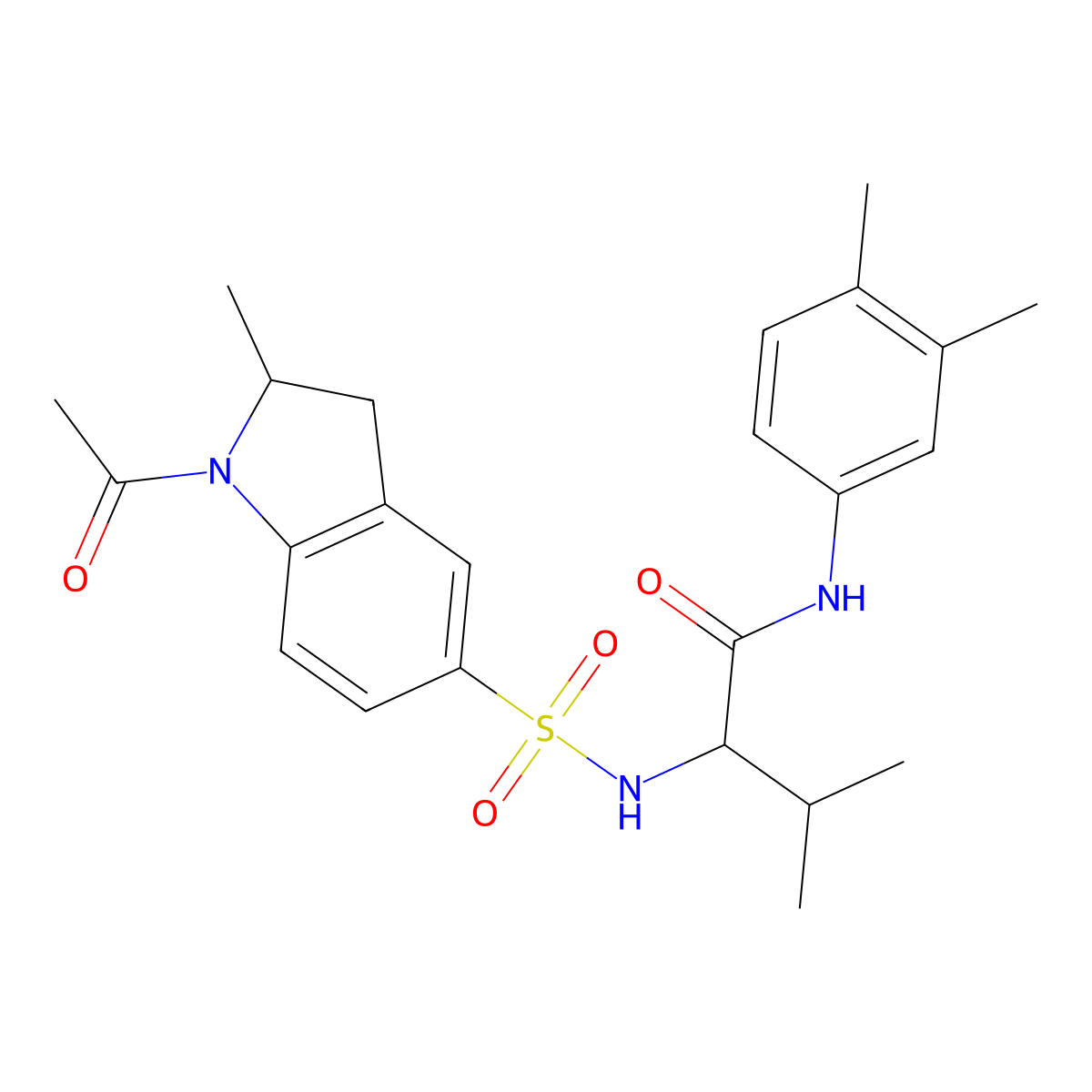 2-(1-Acetyl-2-methyl-2,3-dihydro-1H-indole-5-sulfonamido)-N-(3,4-dimethylphenyl)-3-methylbutanamide molecular structure, CAS 1093280-93-3
