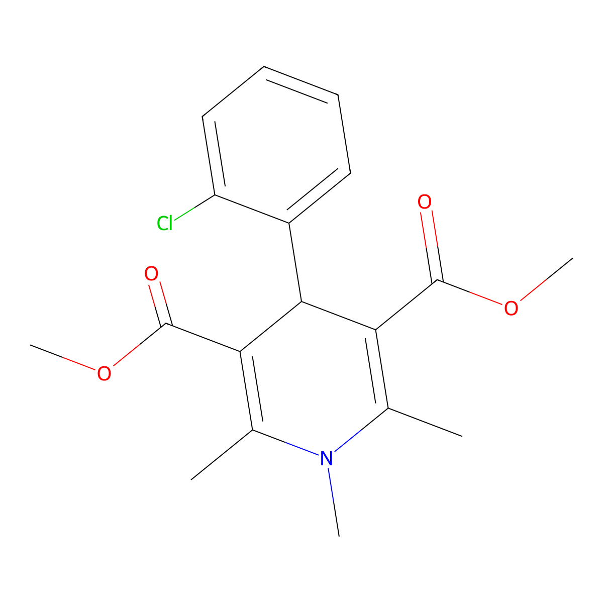Dimethyl 4-(2-chlorophenyl)-1,2,6-trimethyl-1,4-dihydropyridine-3,5-dicarboxylate molecular structure, CAS 109329-68-2