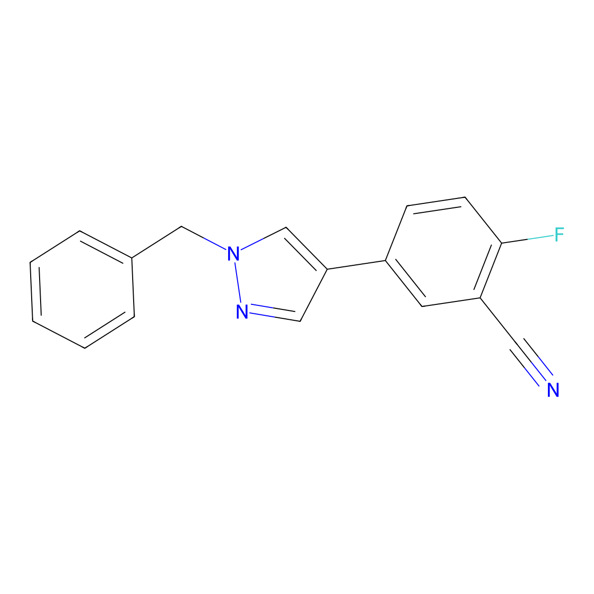 5-(1-Benzyl-1H-pyrazol-4-yl)-2-fluorobenzonitrile molecular structure, CAS 1093307-32-4