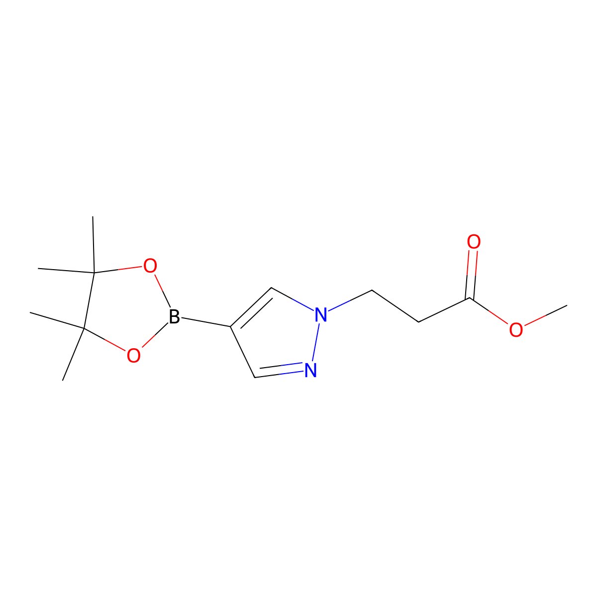 methyl 3-(4-(4,4,5,5-tetramethyl-1,3,2-dioxaborolan-2-yl)-1H-pyrazol-1-yl)propanoate molecular structure, CAS 1093307-33-5